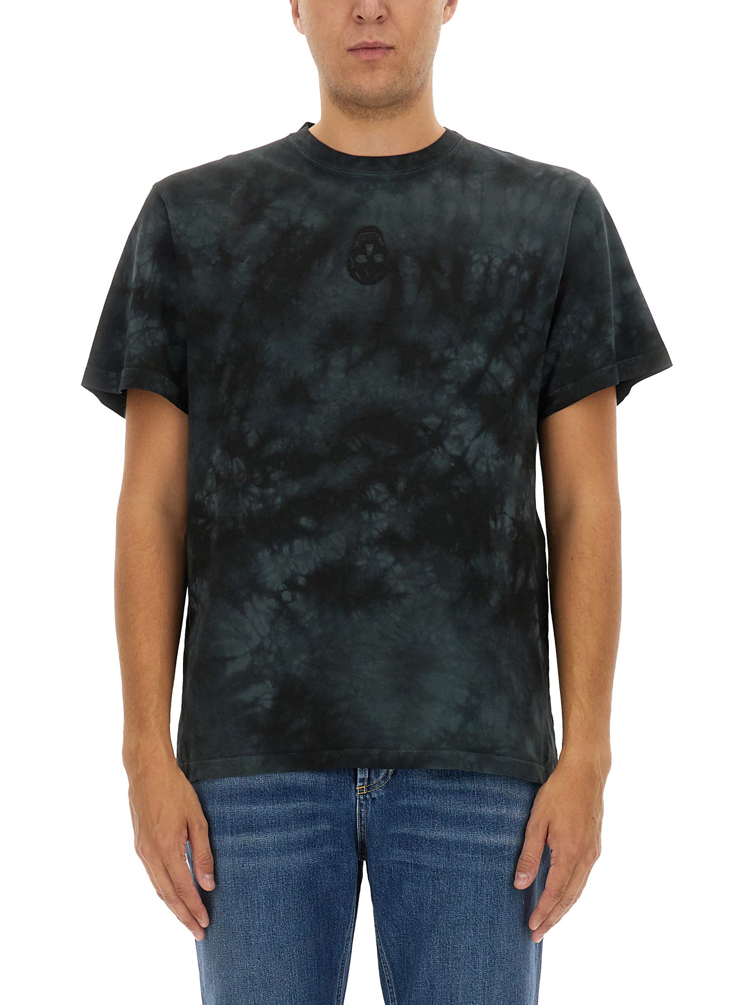 Alexander Mcqueen Skull Embroidered Tie-dye T-shirt In Black