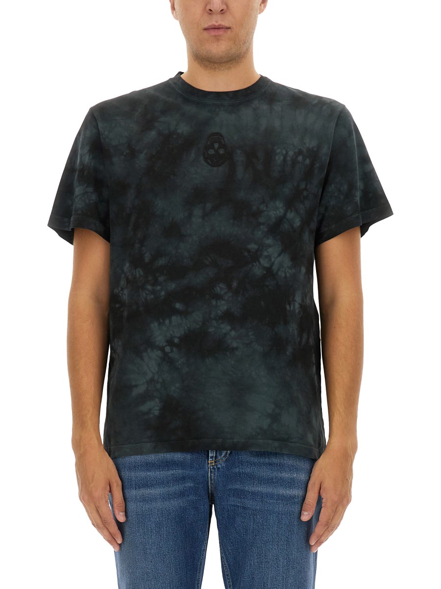 ALEXANDER McQUEEN T-SHIRT IN JERSEY DI COTONE CON TINTA VARIEGATA