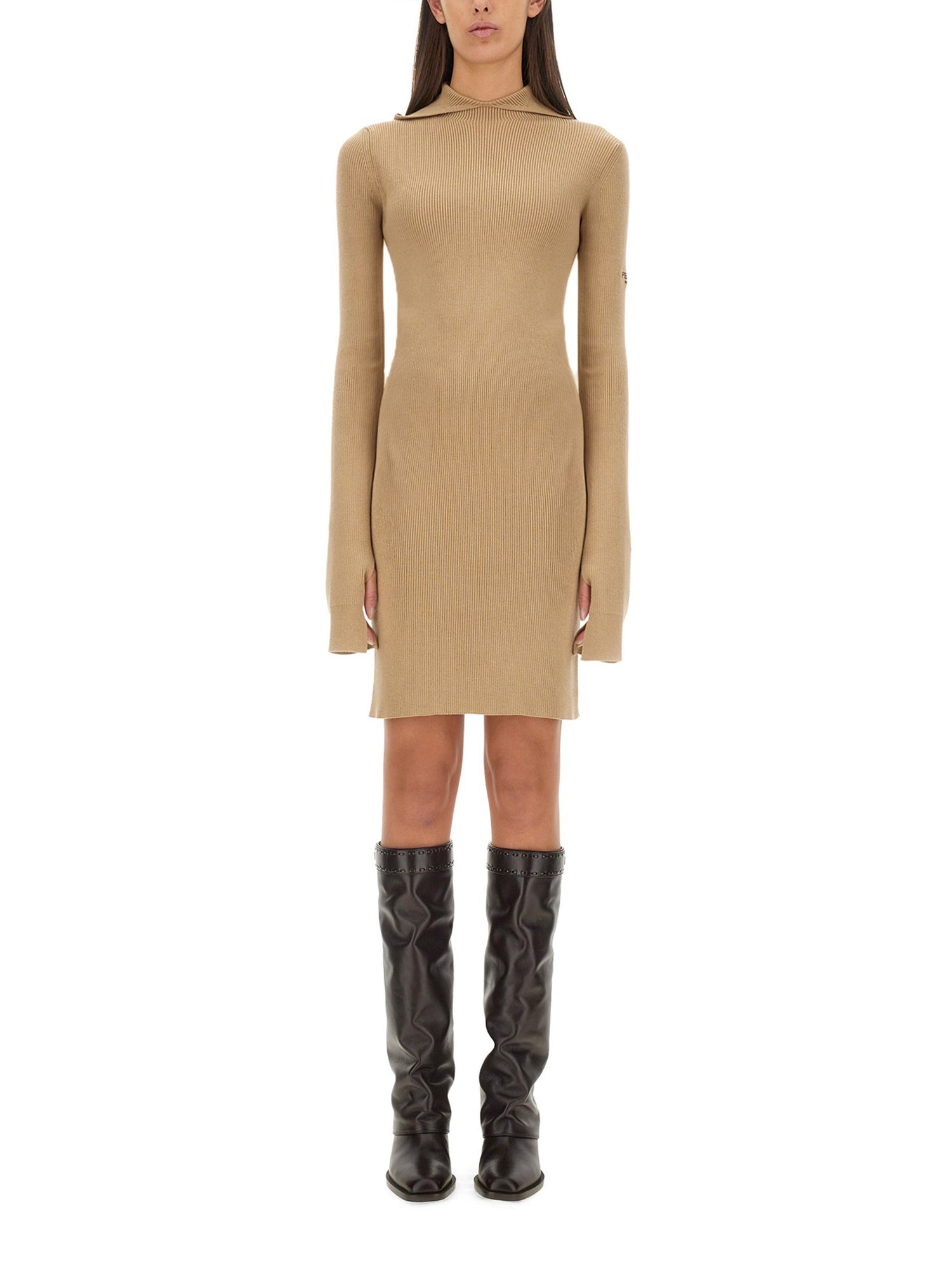 Fendi Slim Fit Wool And Silk Dress Size 40 In Multicolour