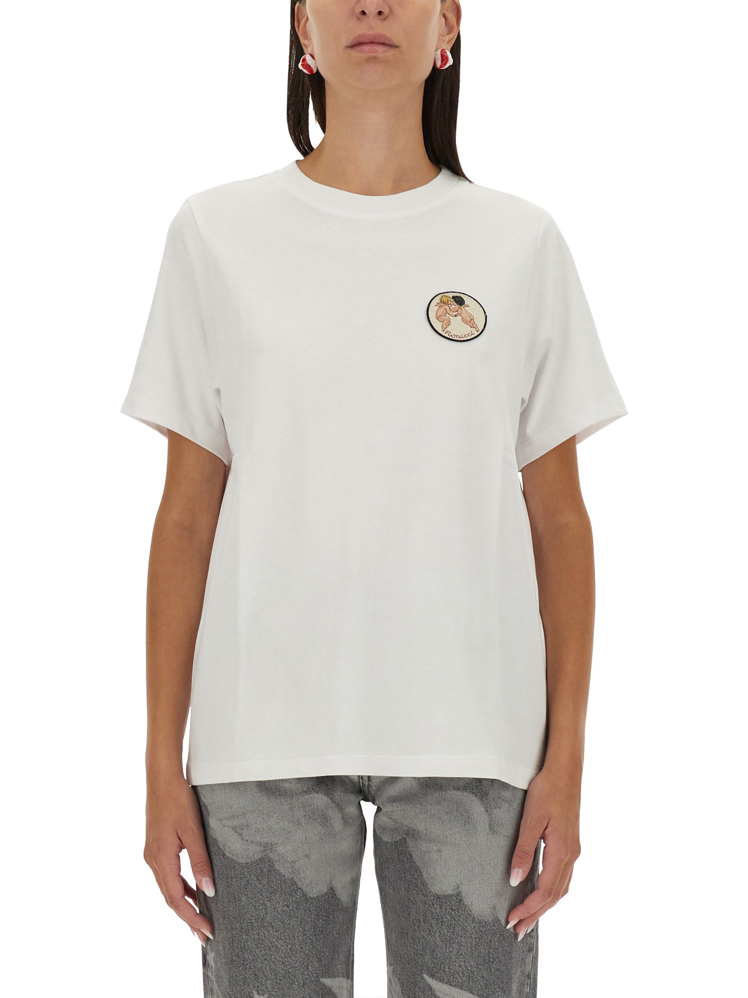 Fiorucci Cotton T-shirt With Angels Print In White