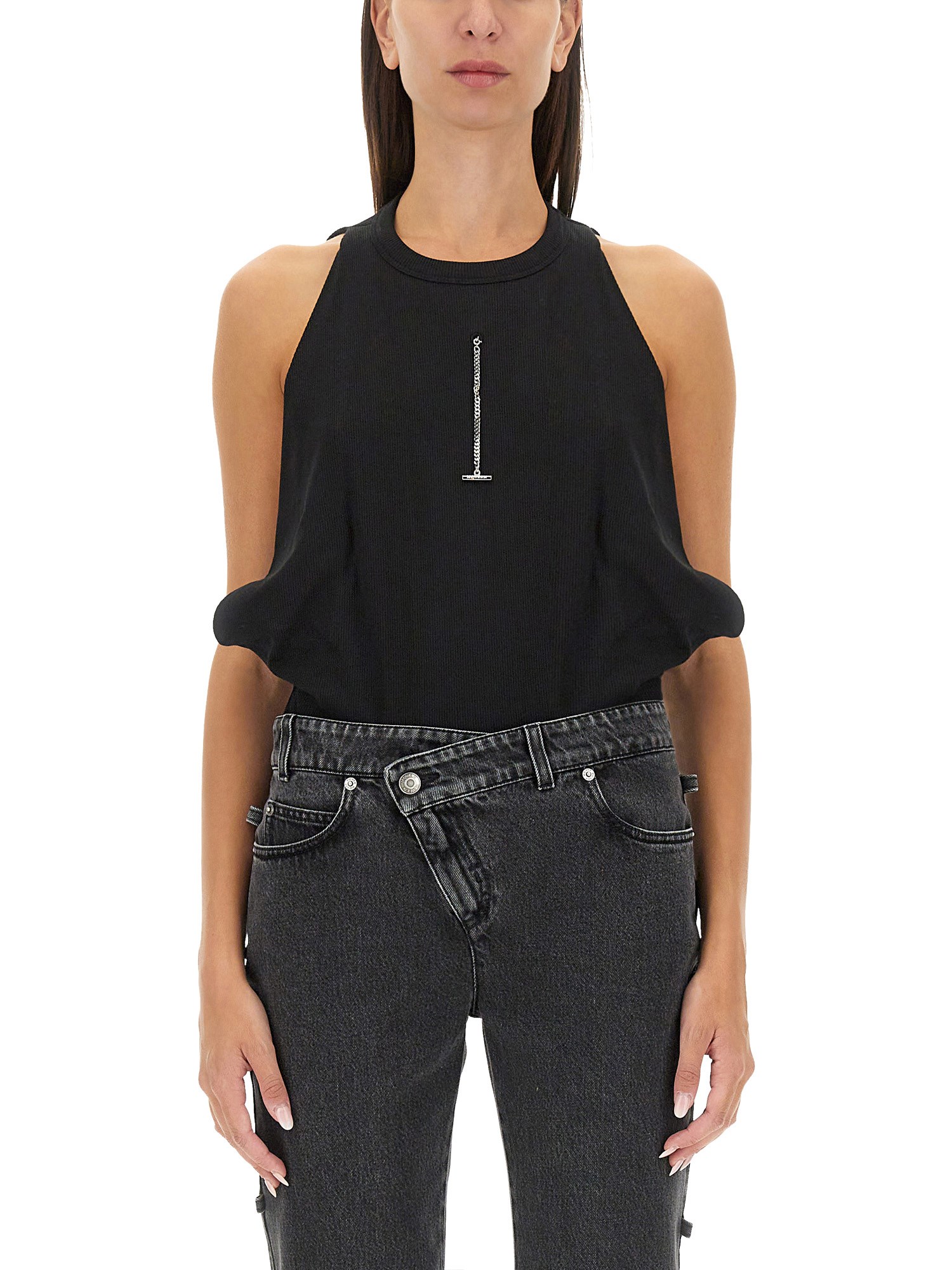 Shop Alexander Mcqueen Ribbed Tank Top In Black