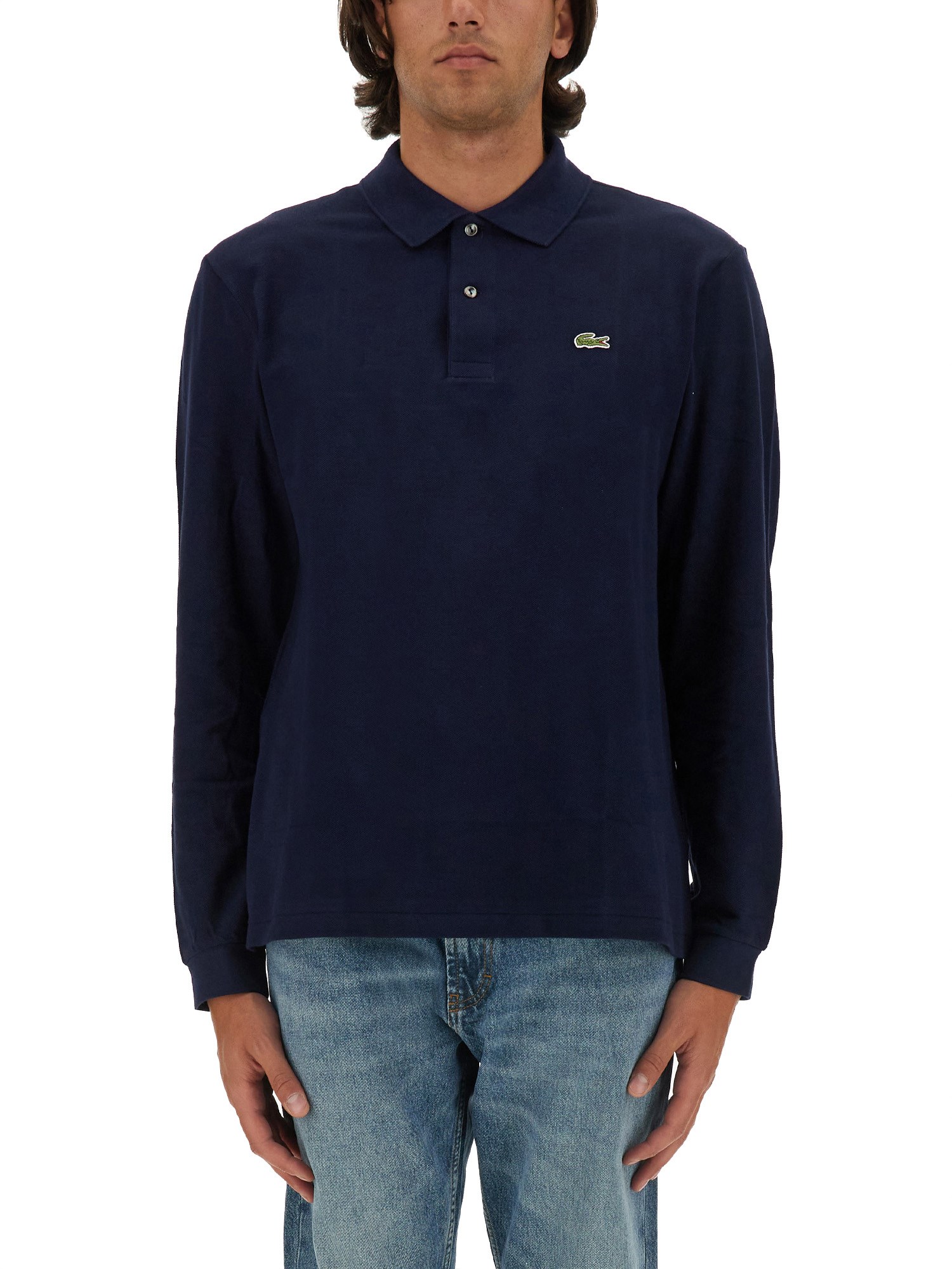 Shop Lacoste Polo With Logo In Blue