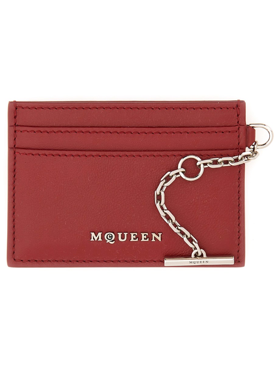 ALEXANDER McQUEEN PORTACARTE SLING IN PELLE