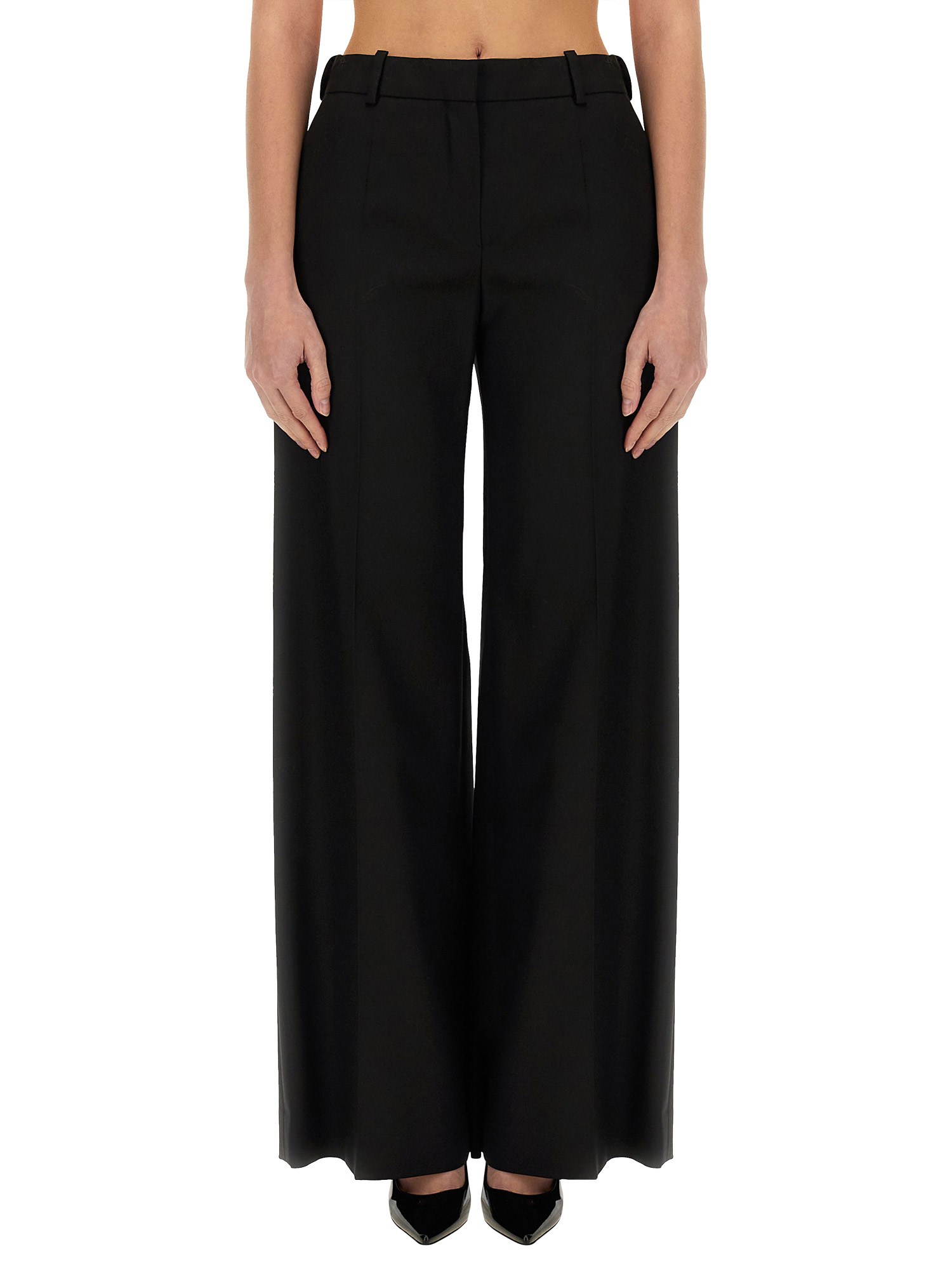 Nina Ricci High Waist Pleated Wide-leg Trousers In Black