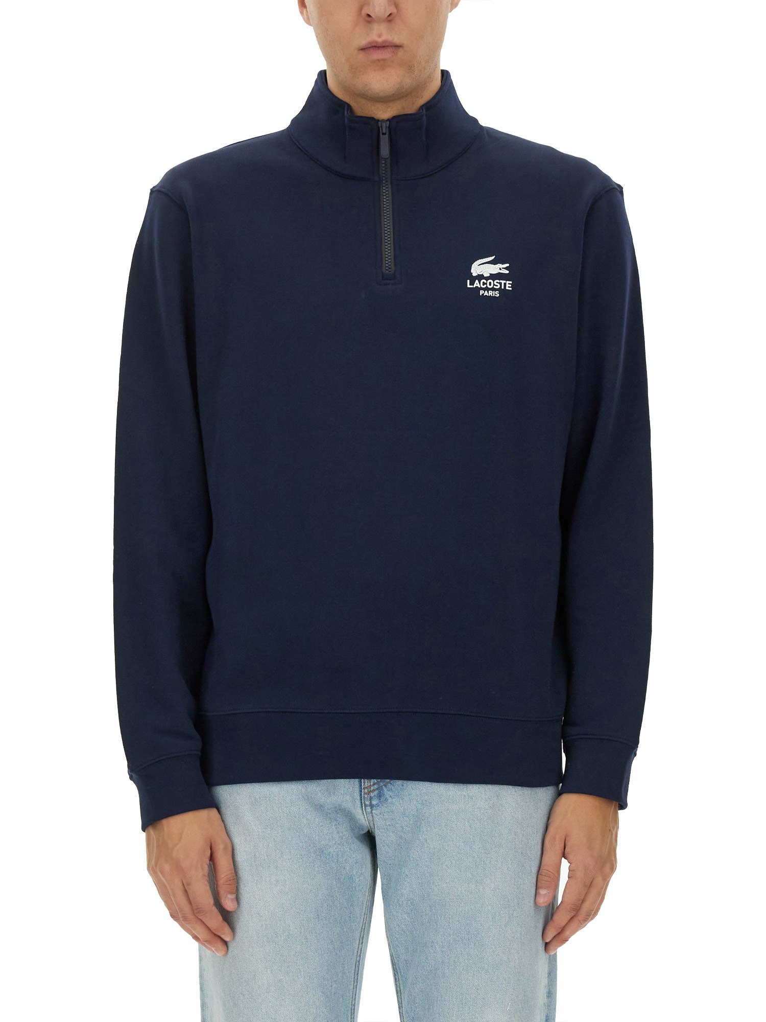 Shop Lacoste Sweatshirt With Logo In Blue