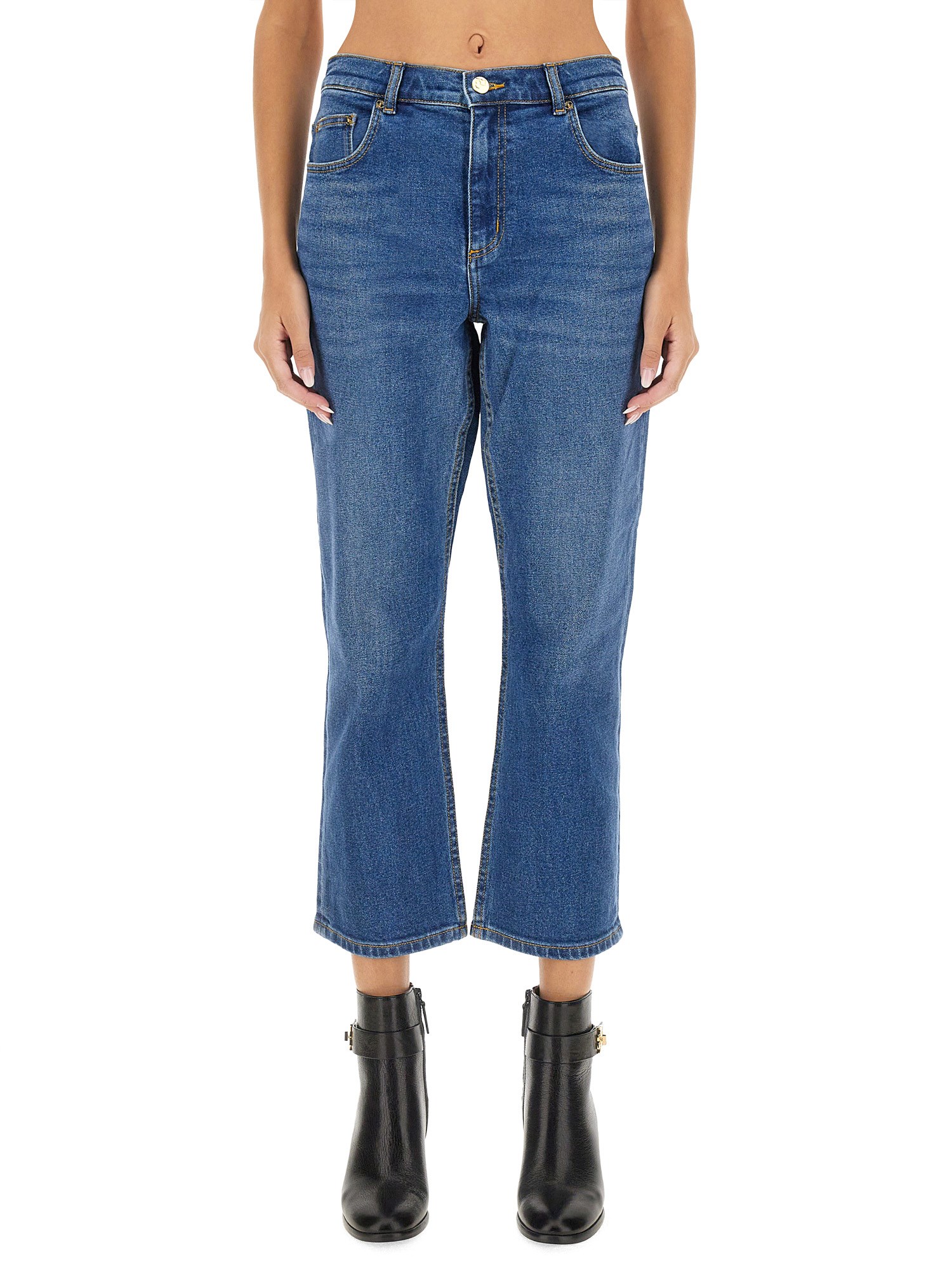Tory Burch Flare Fit Jeans In Denim