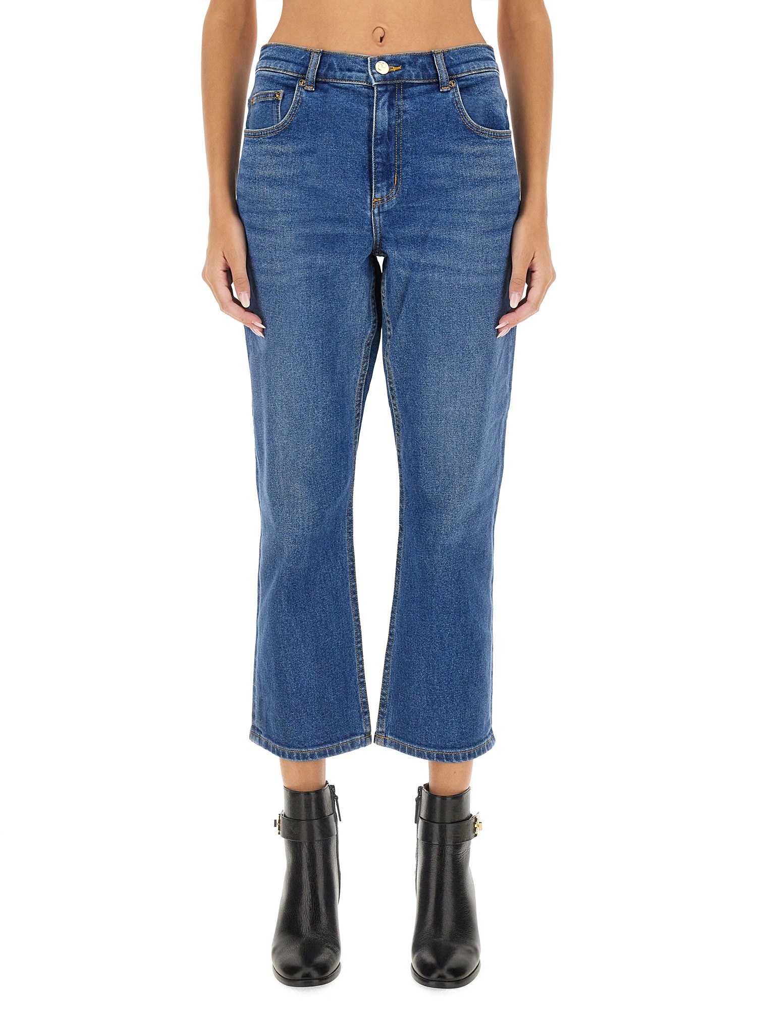 Shop Tory Burch Flare Fit Jeans In Denim