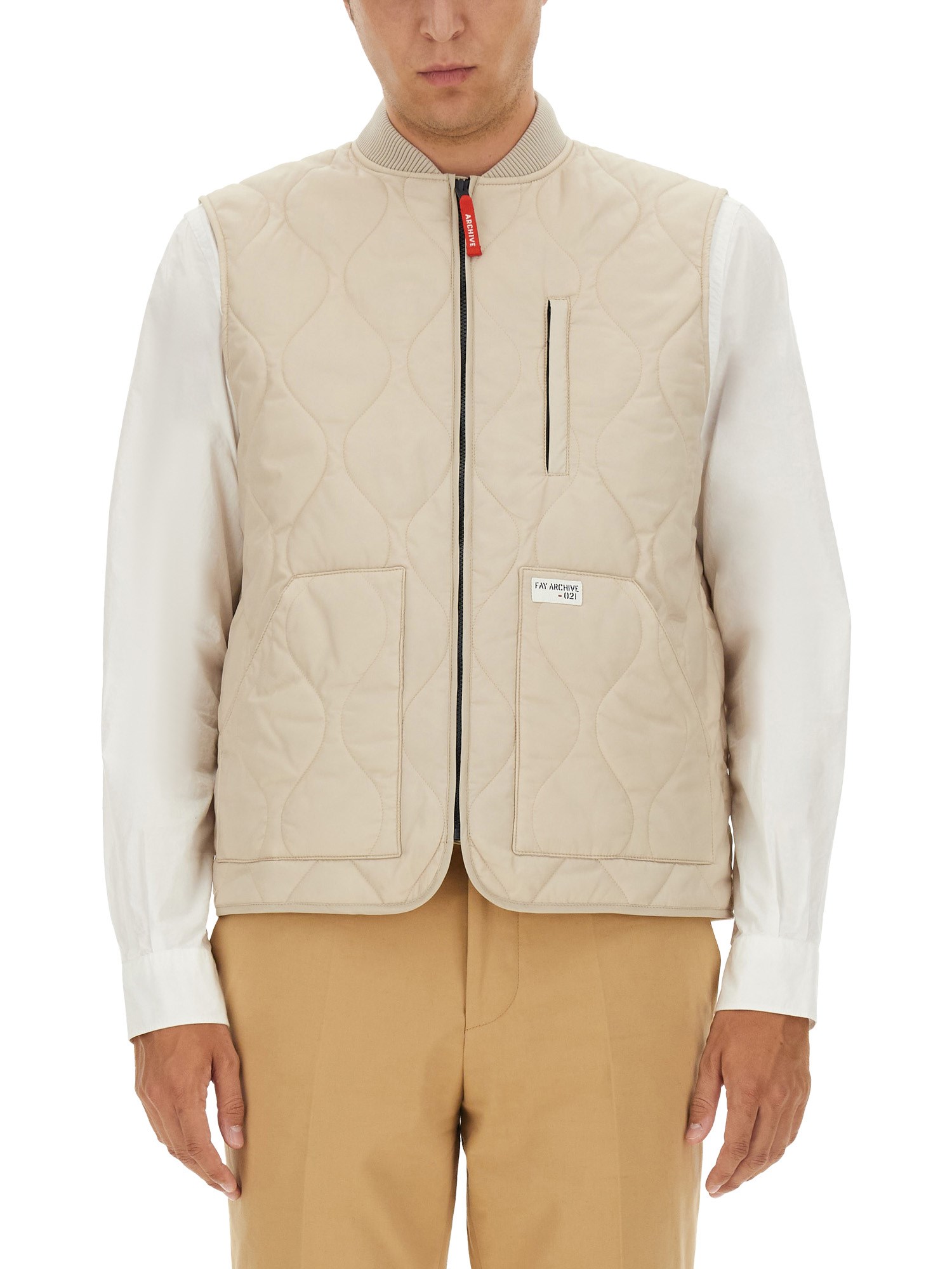 Shop Fay Quilted Vest In Beige