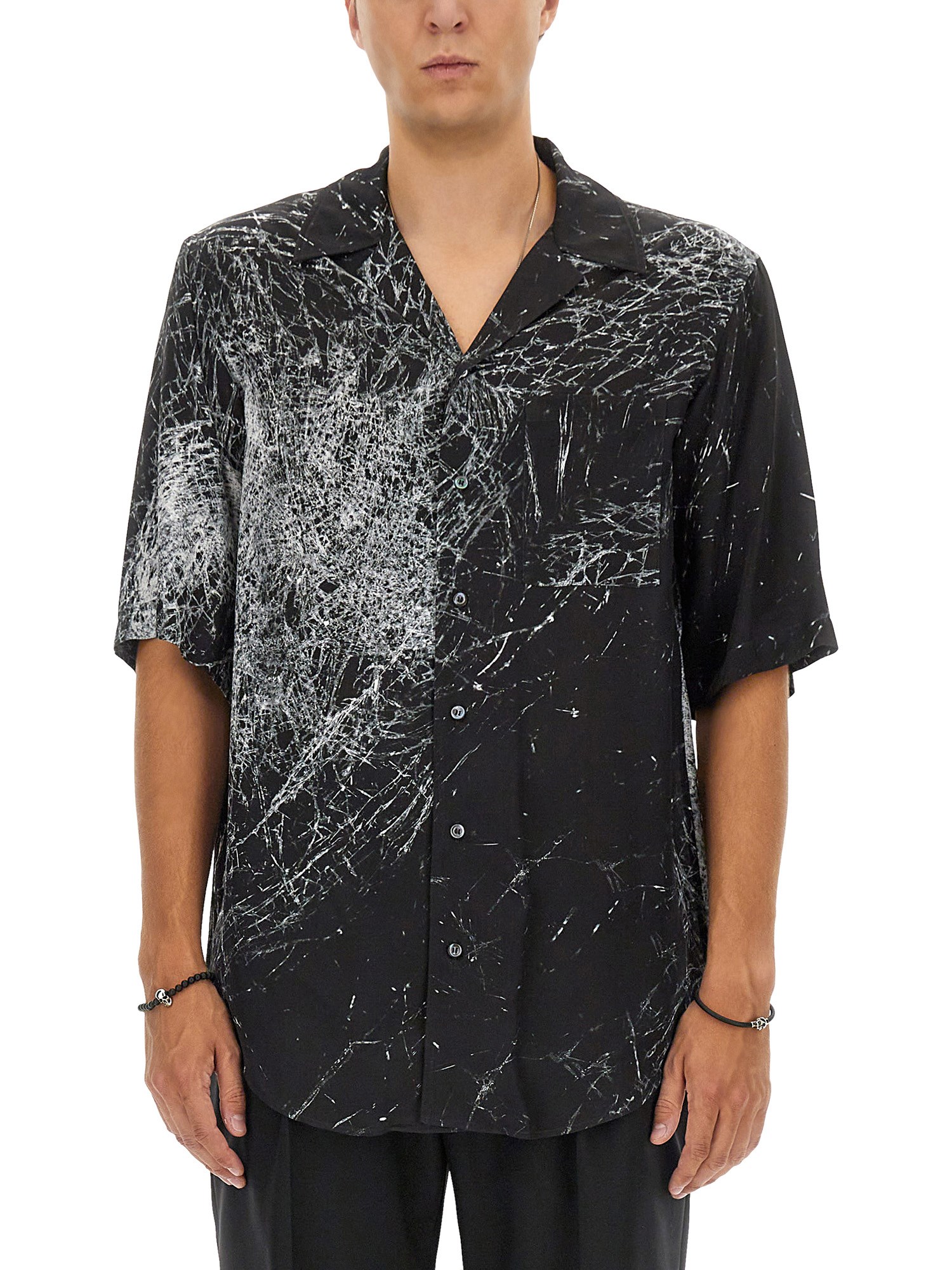 Shop Alexander Mcqueen "smashed Screen" Hawaiian Shirt In Black