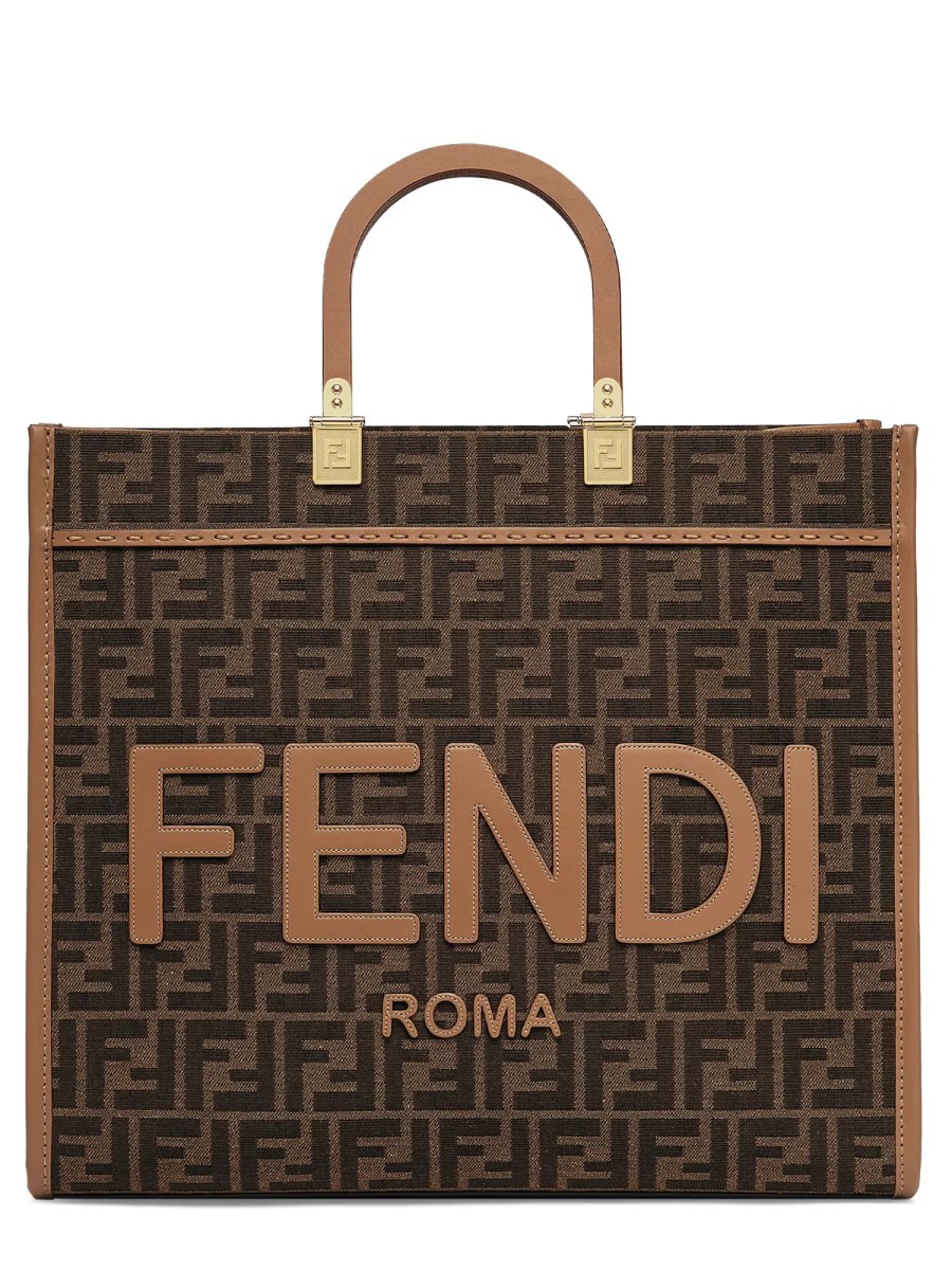 FENDI SUNSHINE MEDIUM LEATHER SHOPPER BAG WITH LOGO PRINT Eleonora Bonucci