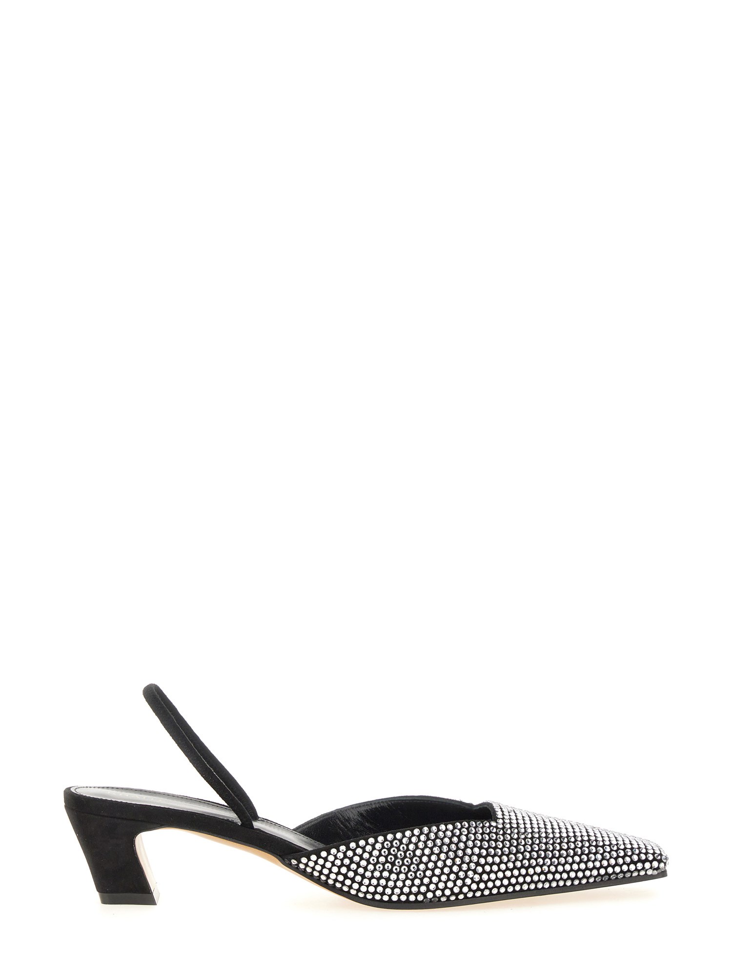 Khaite Roosevelt Crystal-embellished Leather Slingback Pumps In Black