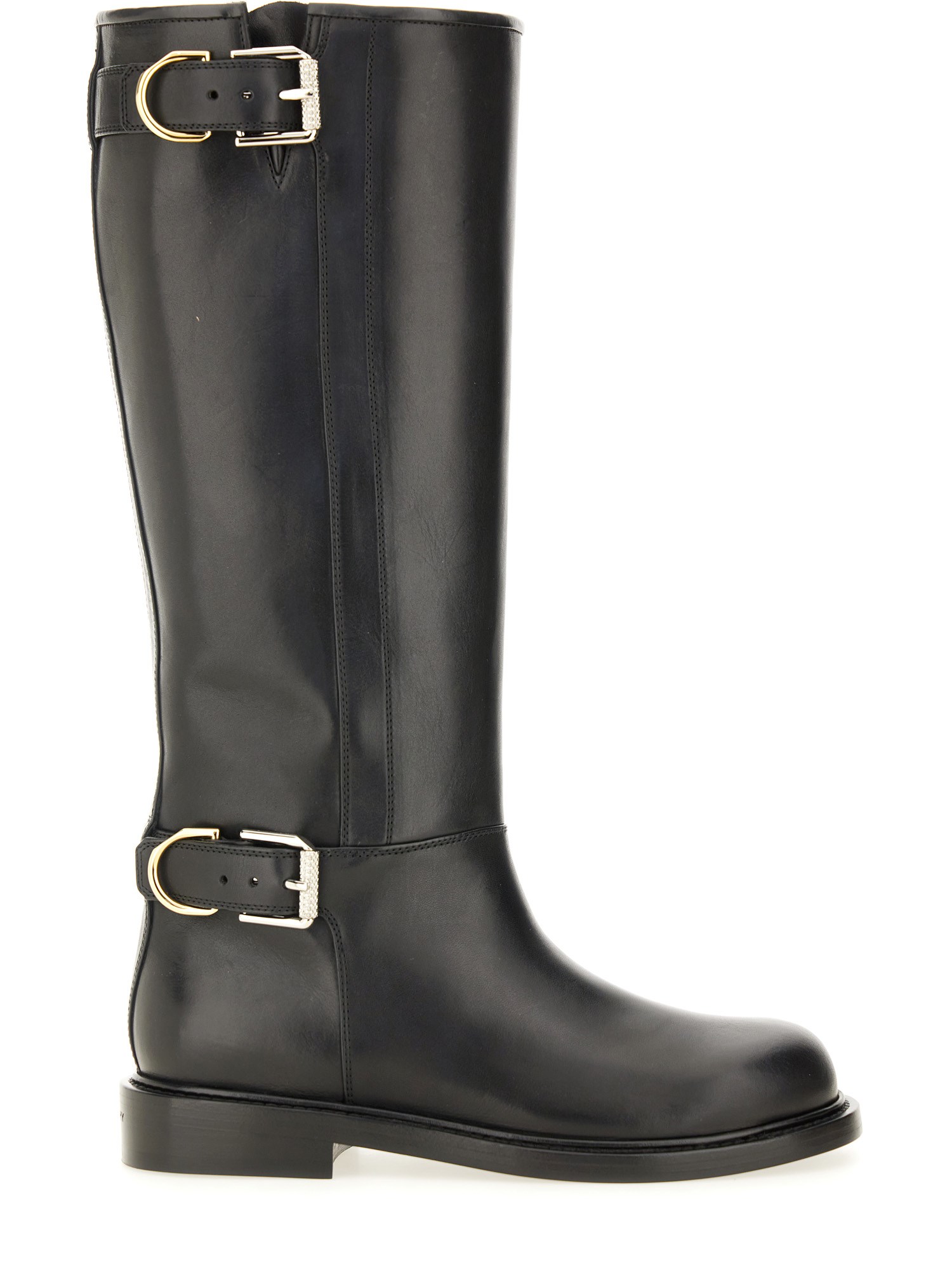 Givenchy Voyou Leather Buckle Tall Moto Boots In Black