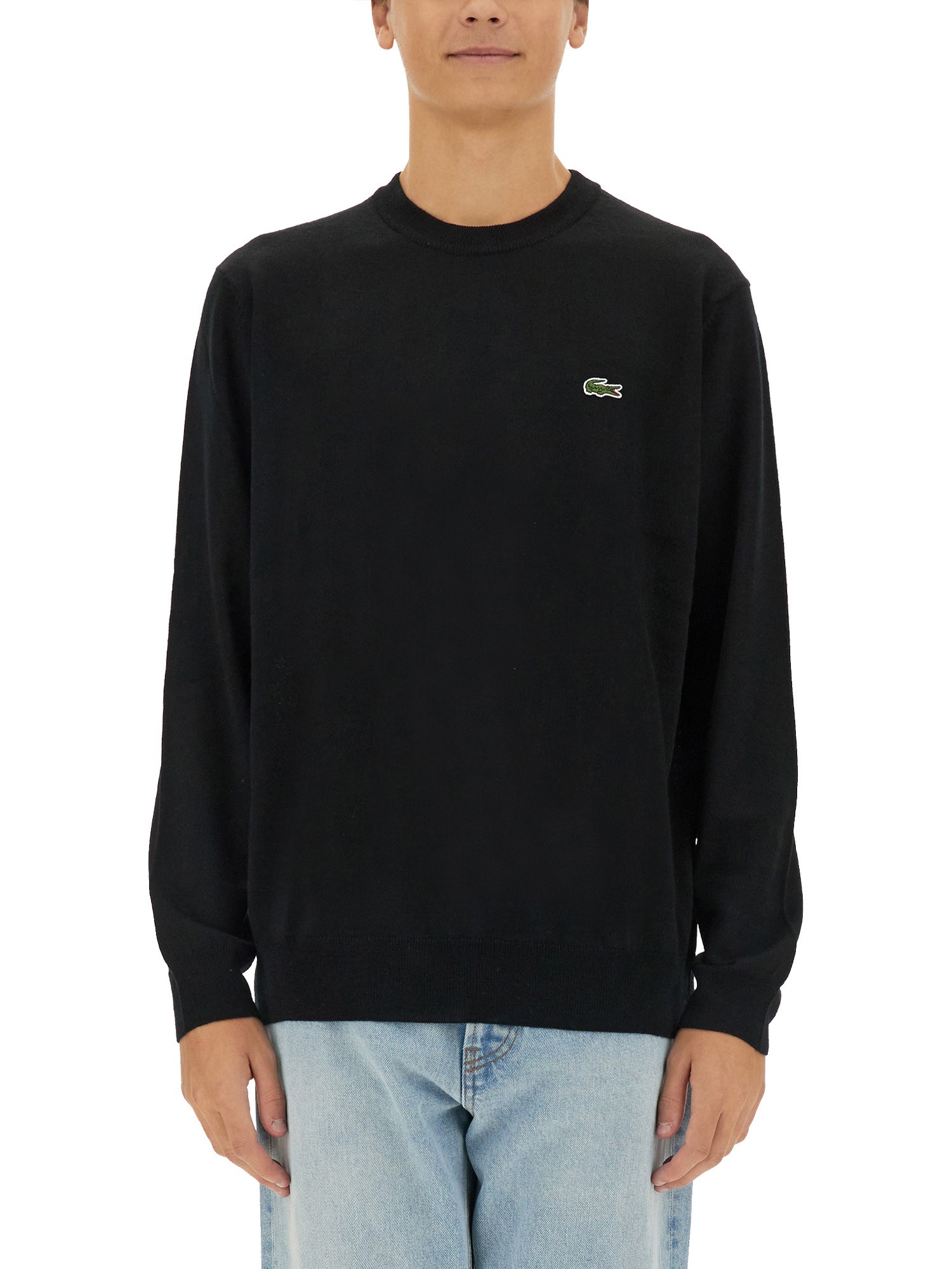 Shop Lacoste Jersey With Logo In Black