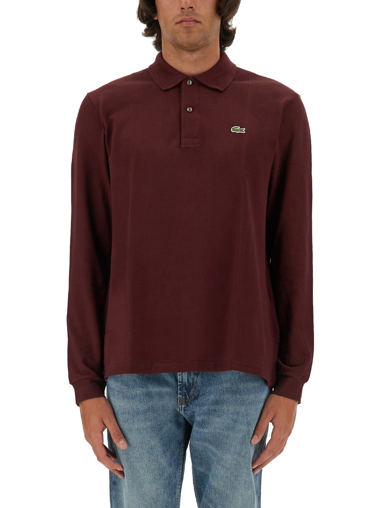 Shop Lacoste Polo With Logo In Bordeaux