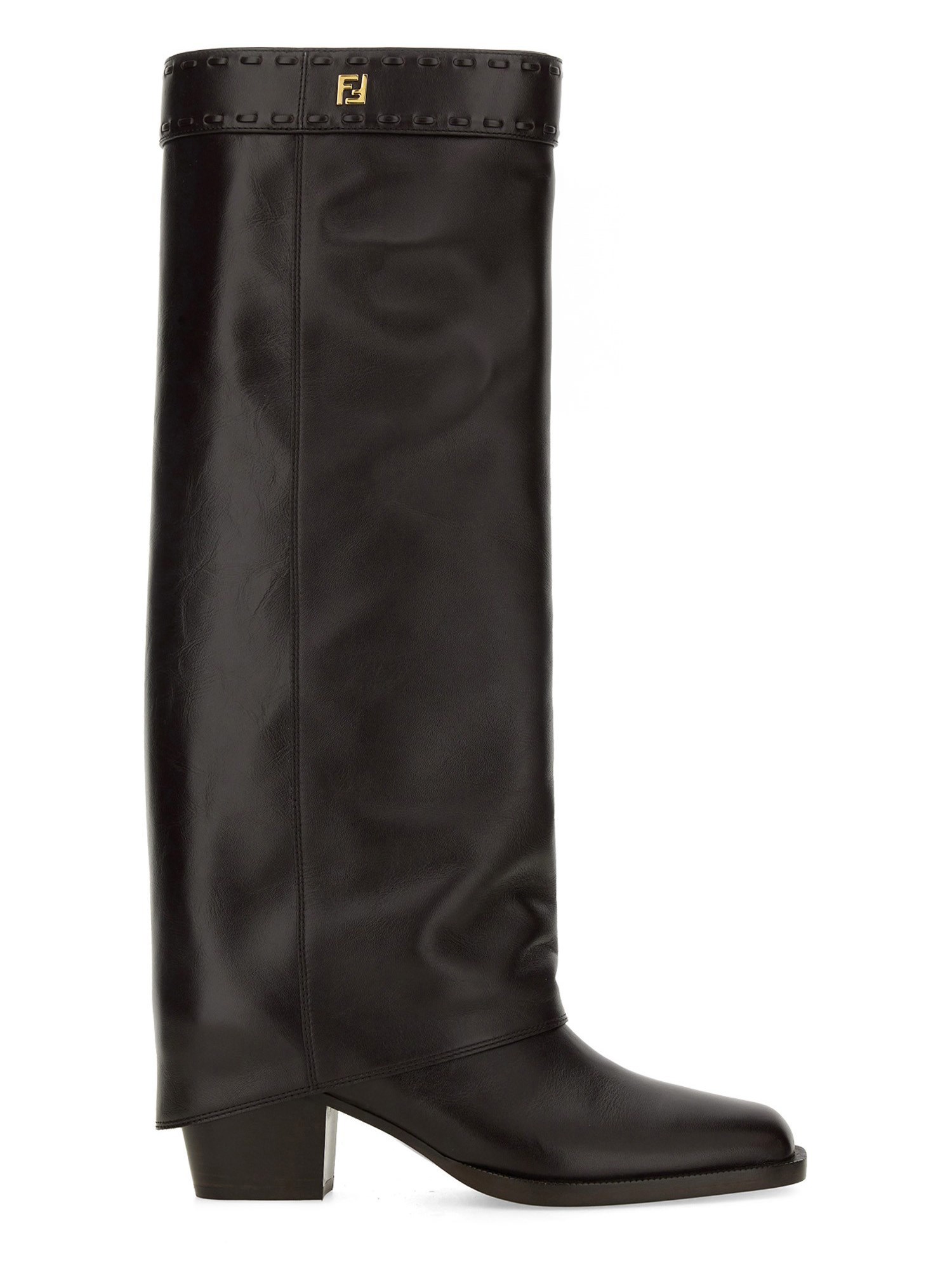 Fendi Black Leather Boots In Black