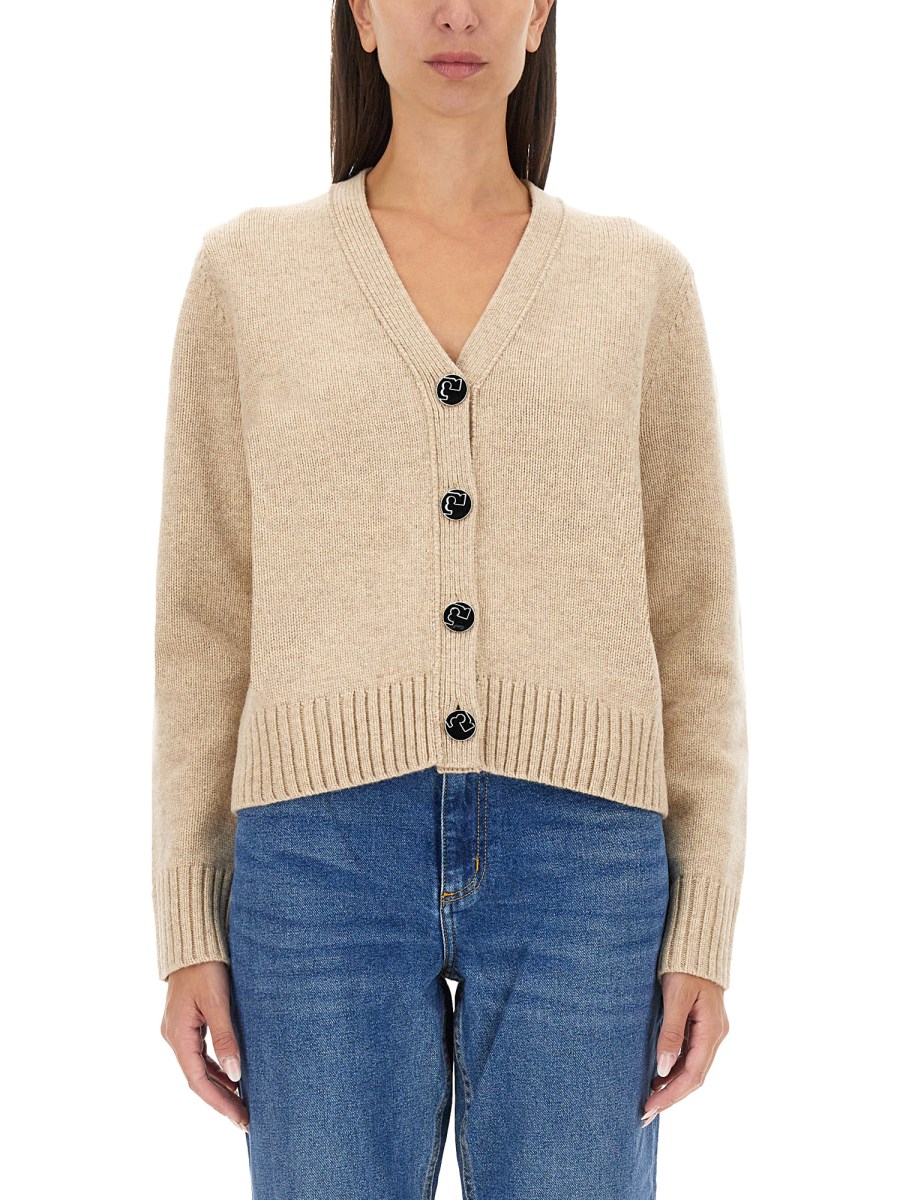 TORY BURCH CARDIGAN CON SCOLLO A V IN LANA