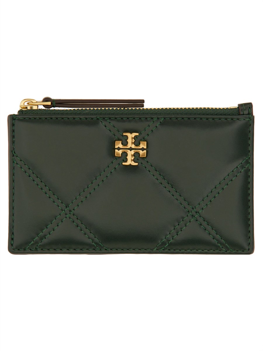 TORY BURCH PORTACARTE "KIRA" IN PELLE TRAPUNTATA A DIAMANTE CON ZIP