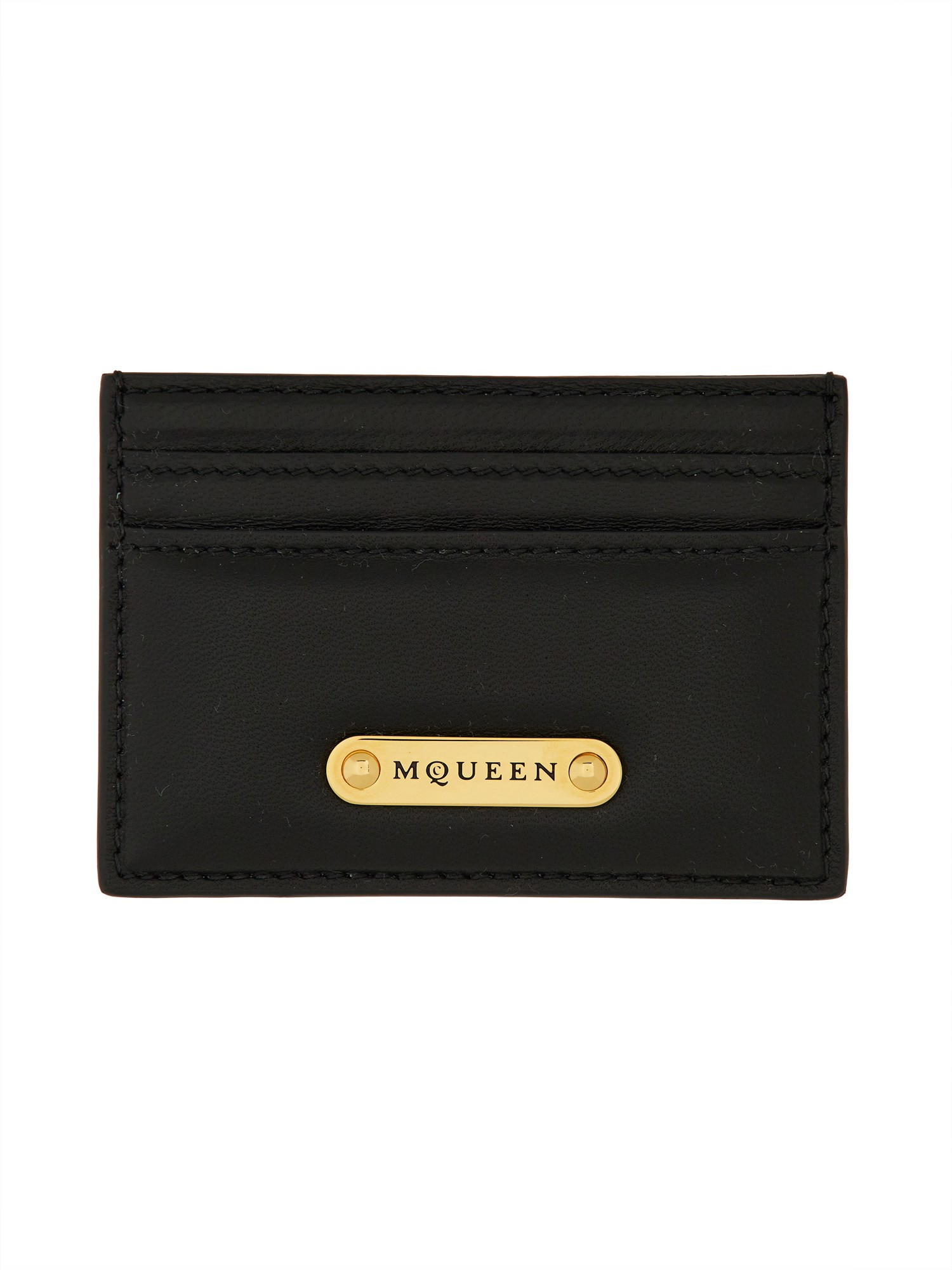 Shop Alexander Mcqueen Leather Card Holder In Black