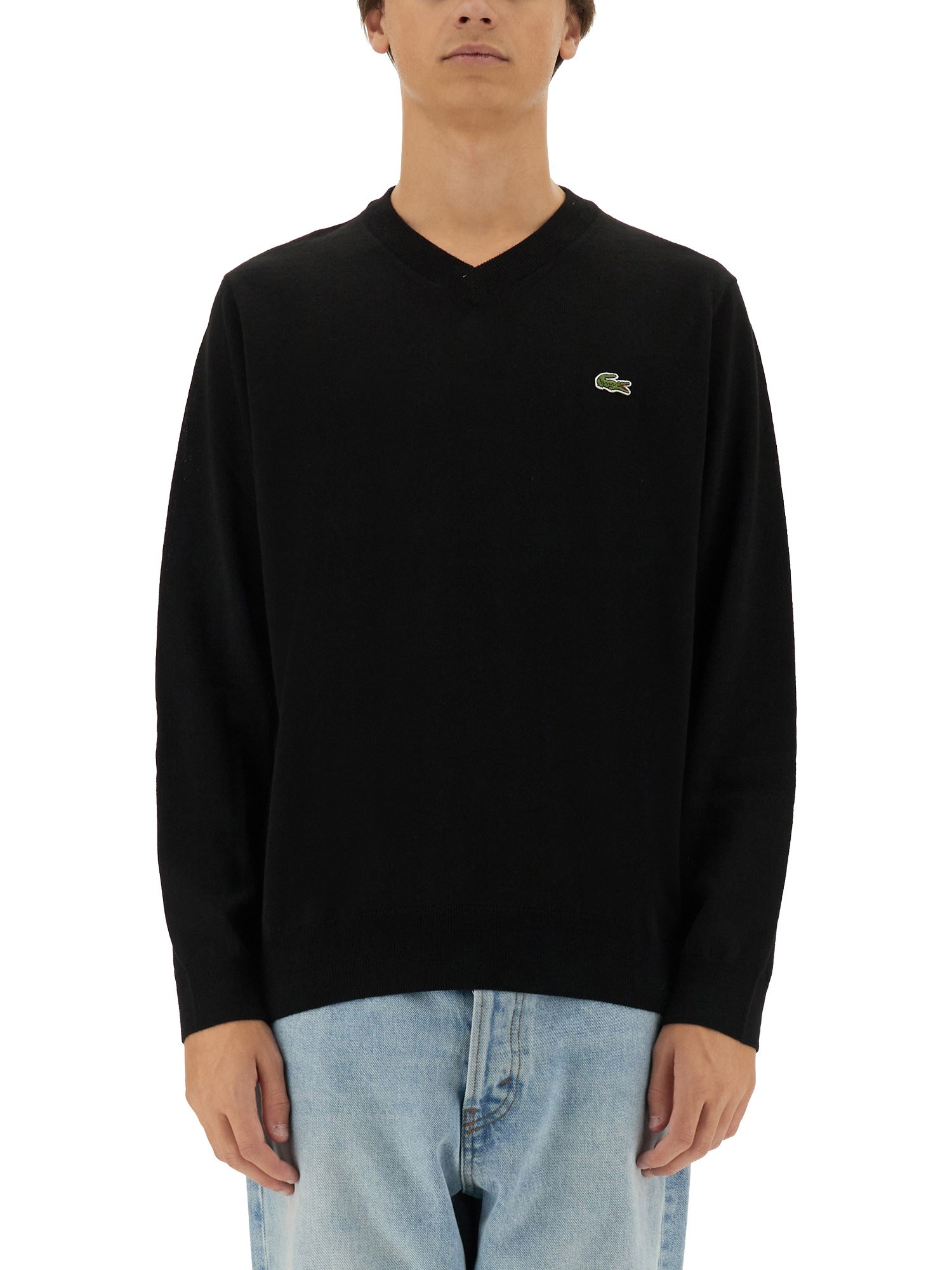 Shop Lacoste Jersey With Logo In Black