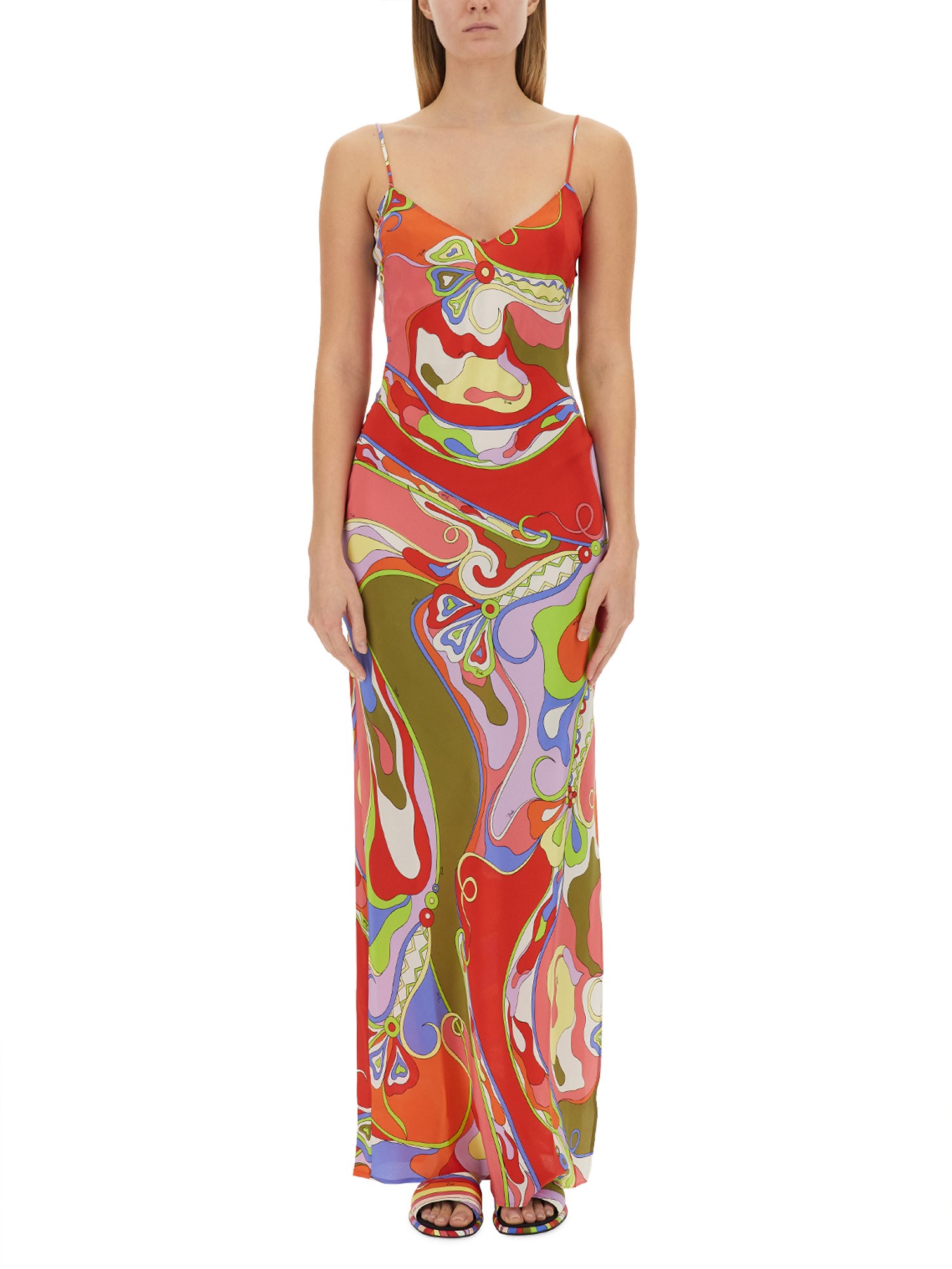 Shop Pucci Long Dress In Multicolour