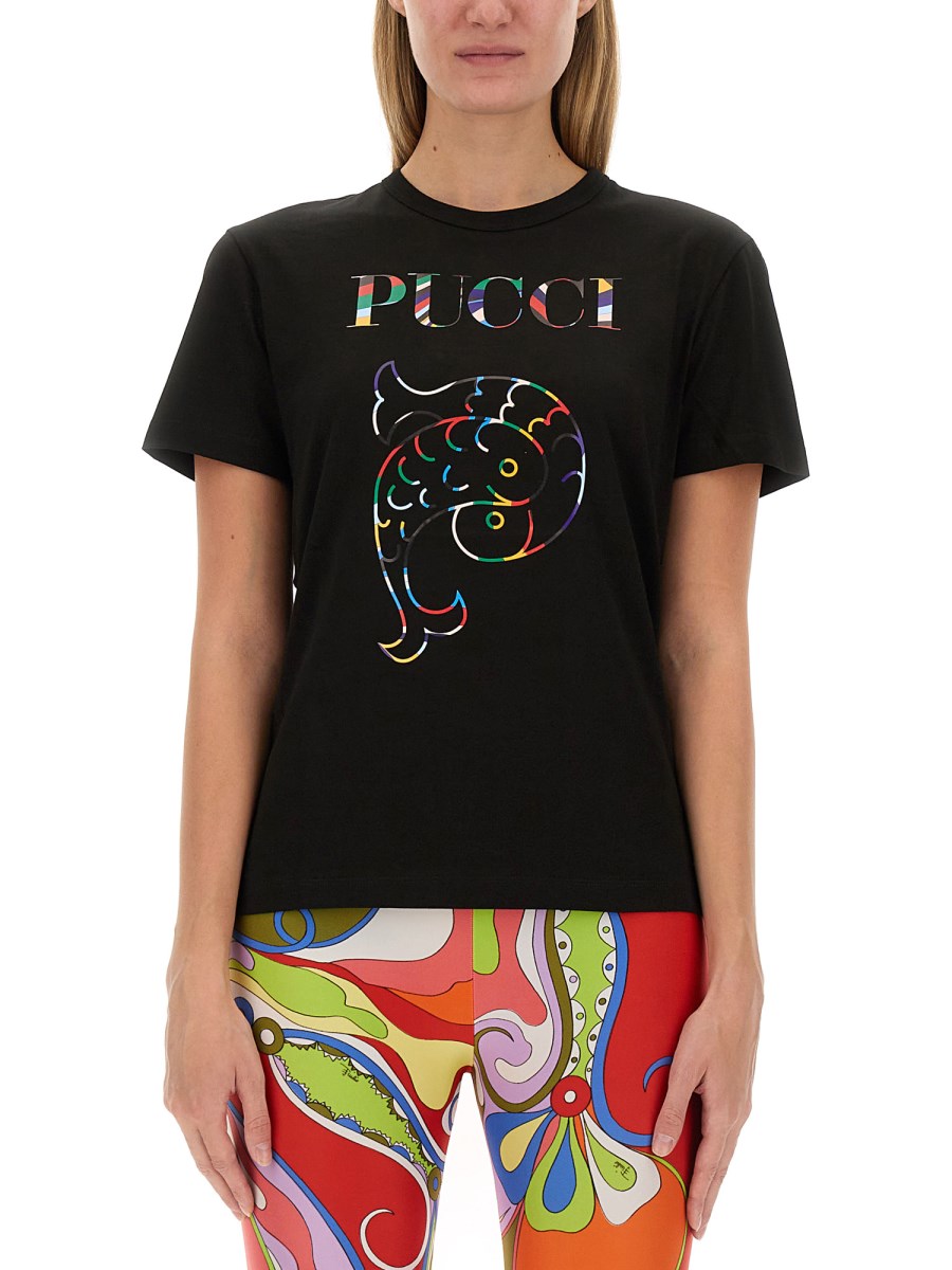 PUCCI T-SHIRT IN JERSEY DI COTONE CON LOGO