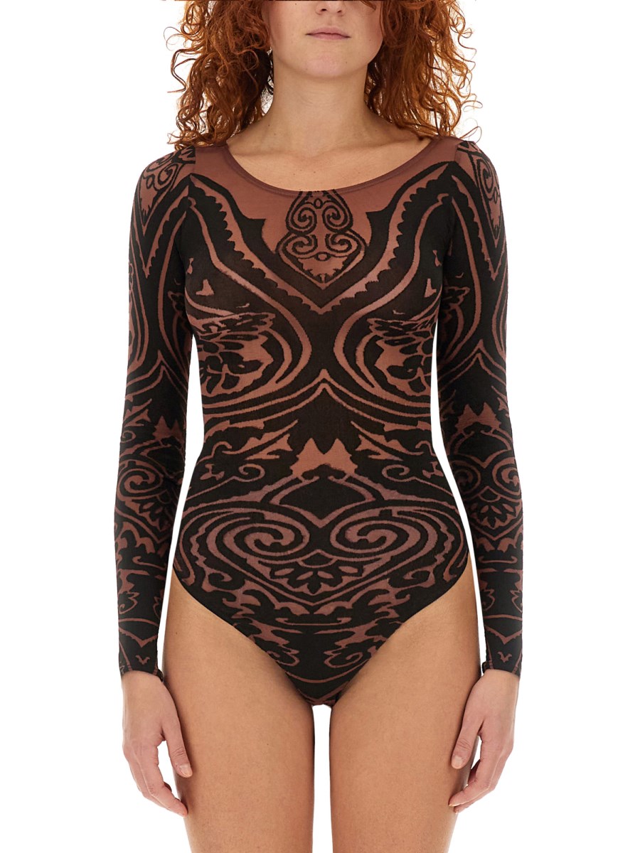 ETRO X WOLFORD BODY ETRO X WOLFORD IN NYLON CON MOTIVO PAISLEY TATTOO