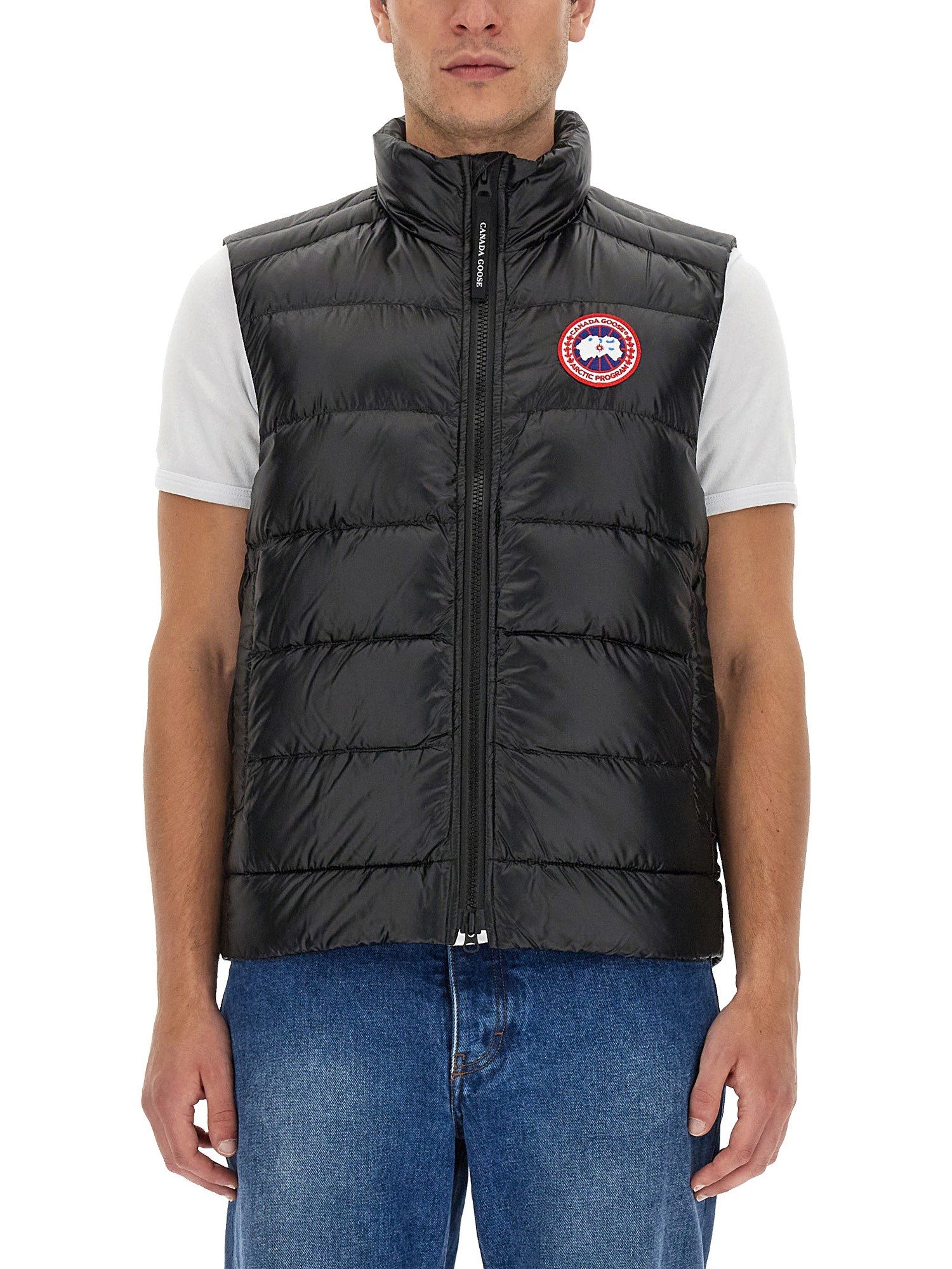 Shop Canada Goose Down Vest With Logo Patch In Black