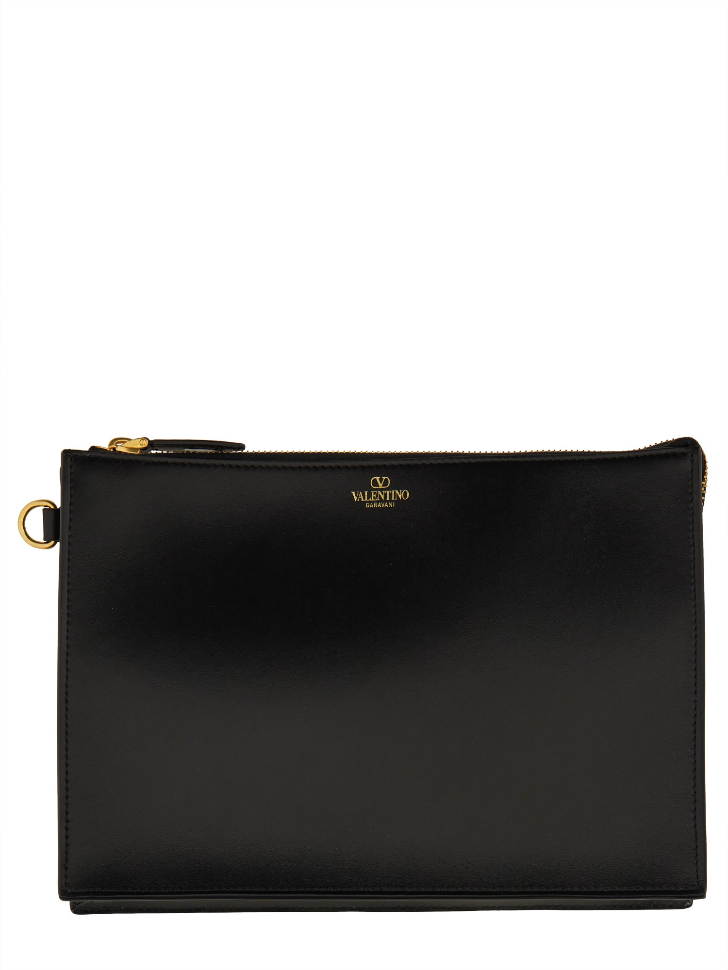 Shop Valentino Leather Clutch In Black