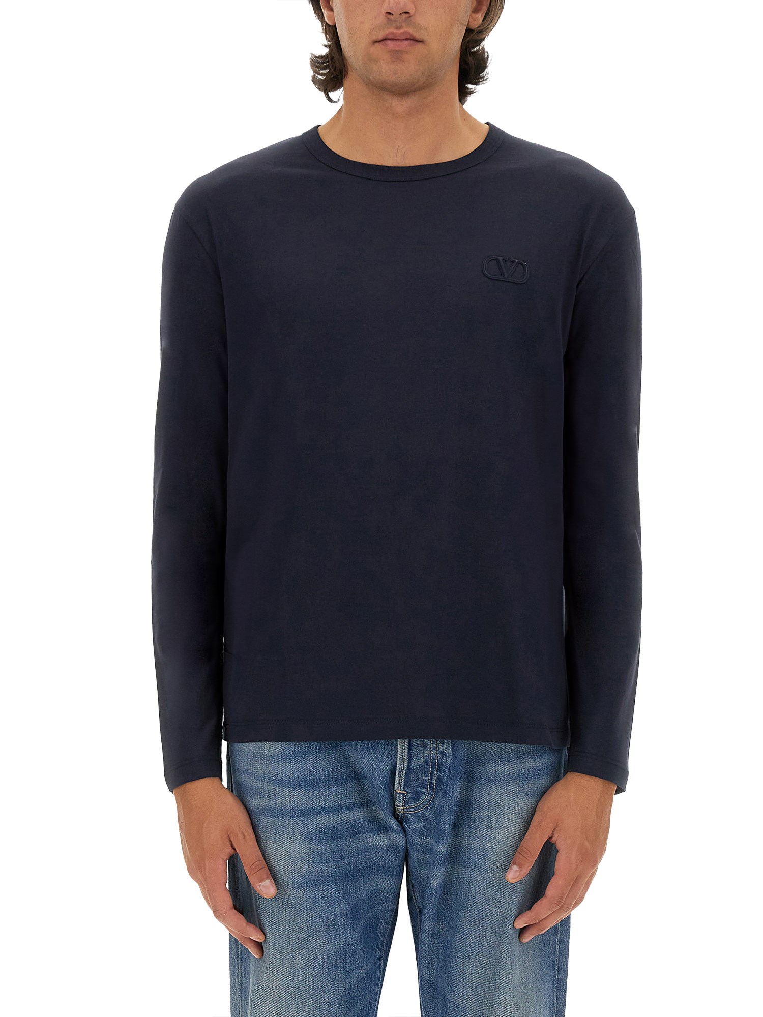 Shop Valentino T-shirt With Logo In Blue