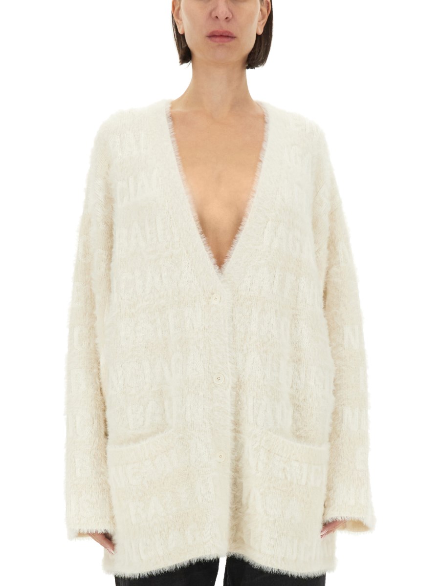 BALENCIAGA CARDIGAN IN LANA CON SCOLLO A V