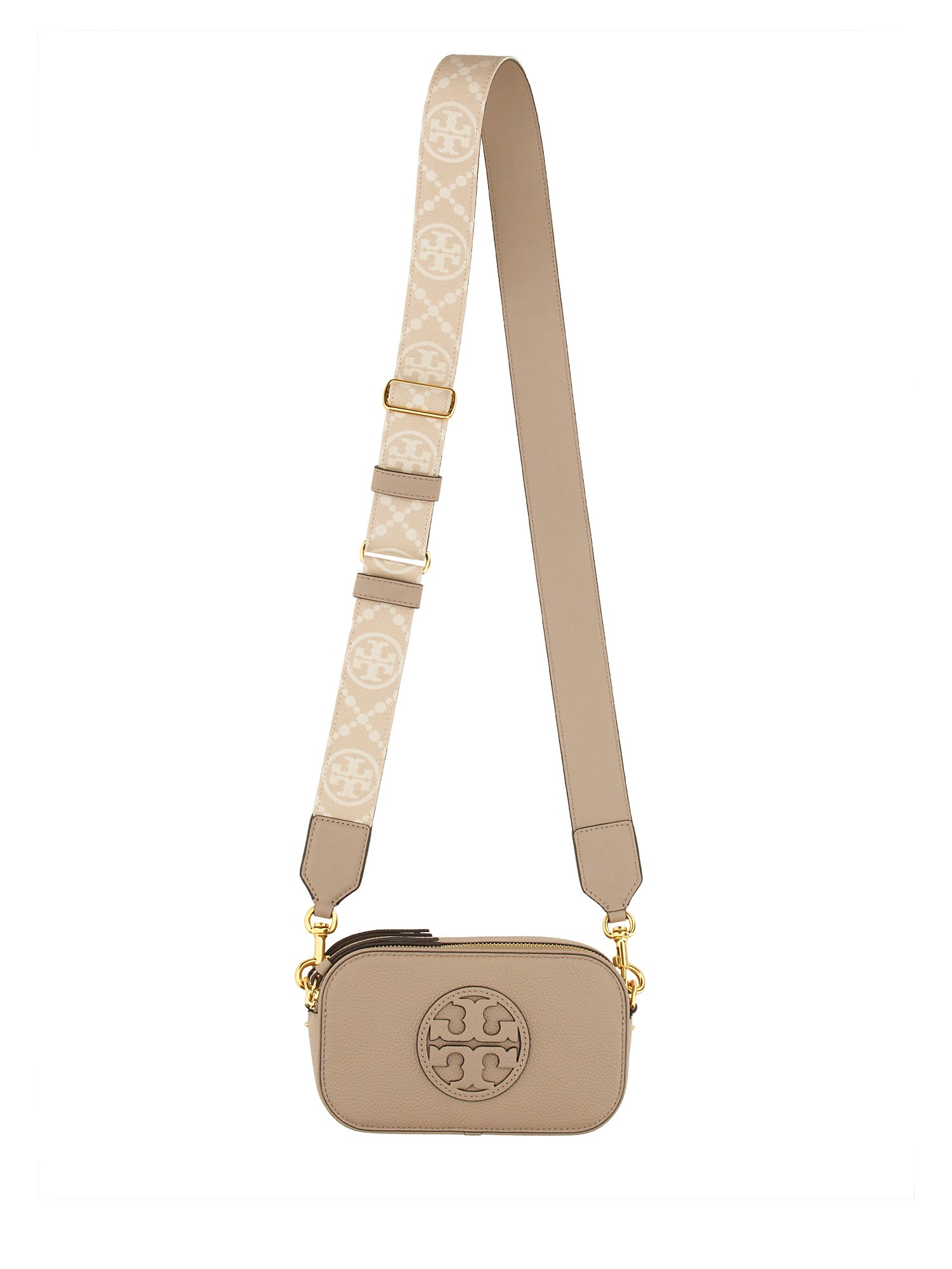 Shop Tory Burch Mini "miller" Bag In Beige