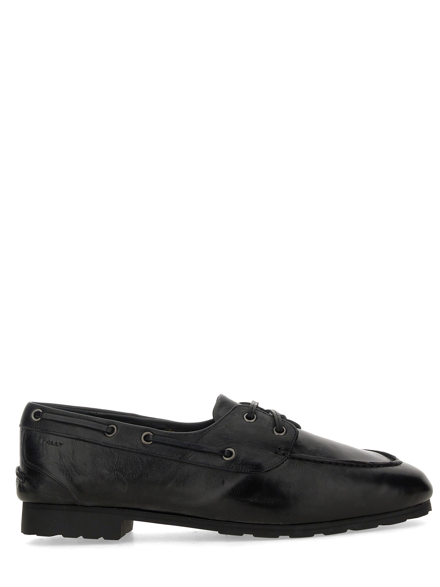 Bally Smooth Leather Loafers With Decorative Lacing In Black