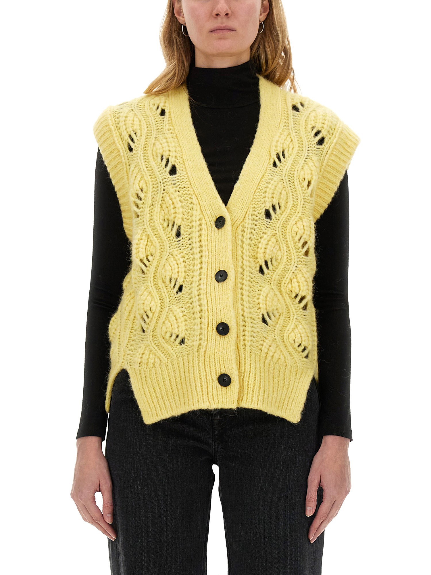 Mila Schön Alpaca Cardigan In Yellow