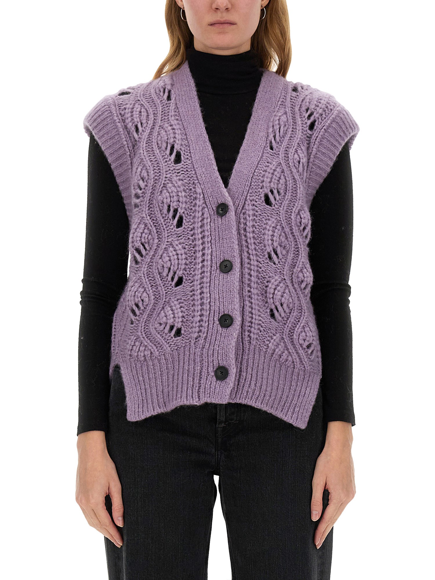 Mila Schön Alpaca Cardigan In Purple