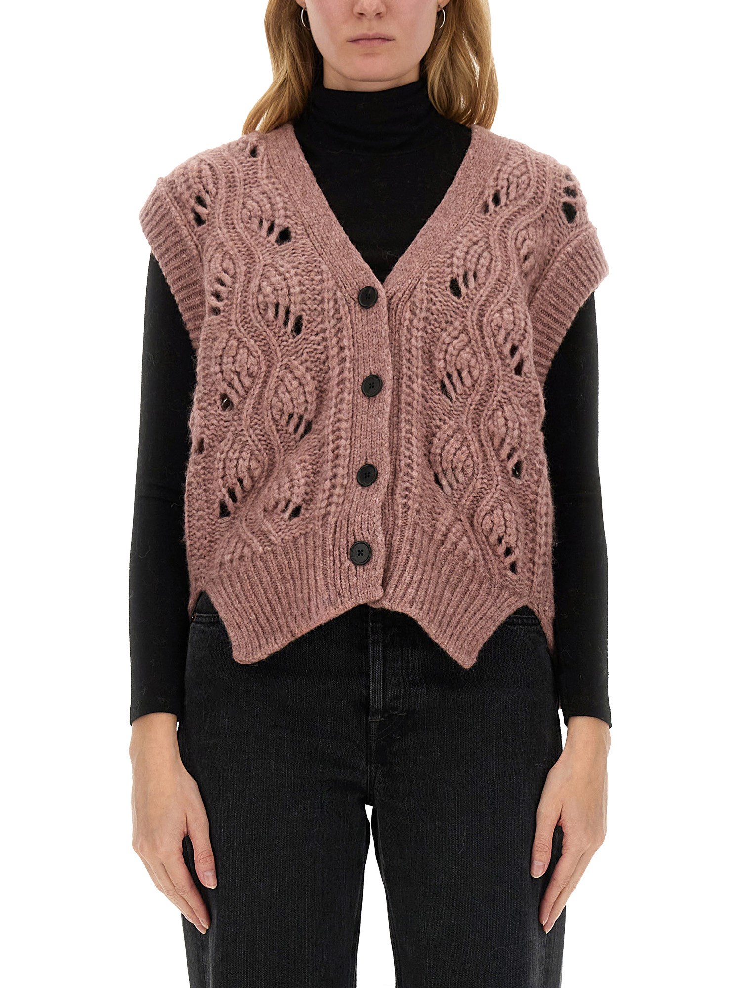 Mila Schön Alpaca Cardigan In Pink