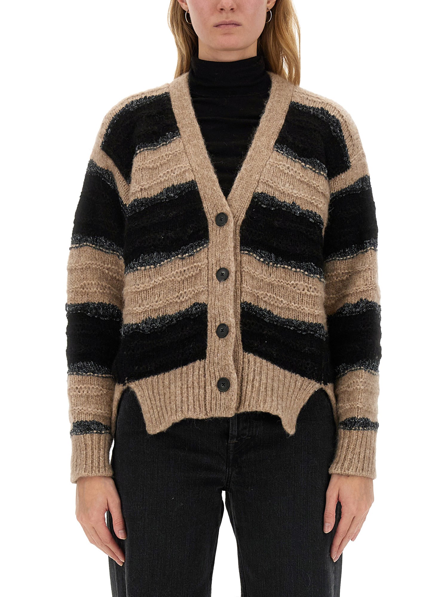 Mila Schön Alpaca Cardigan In Beige