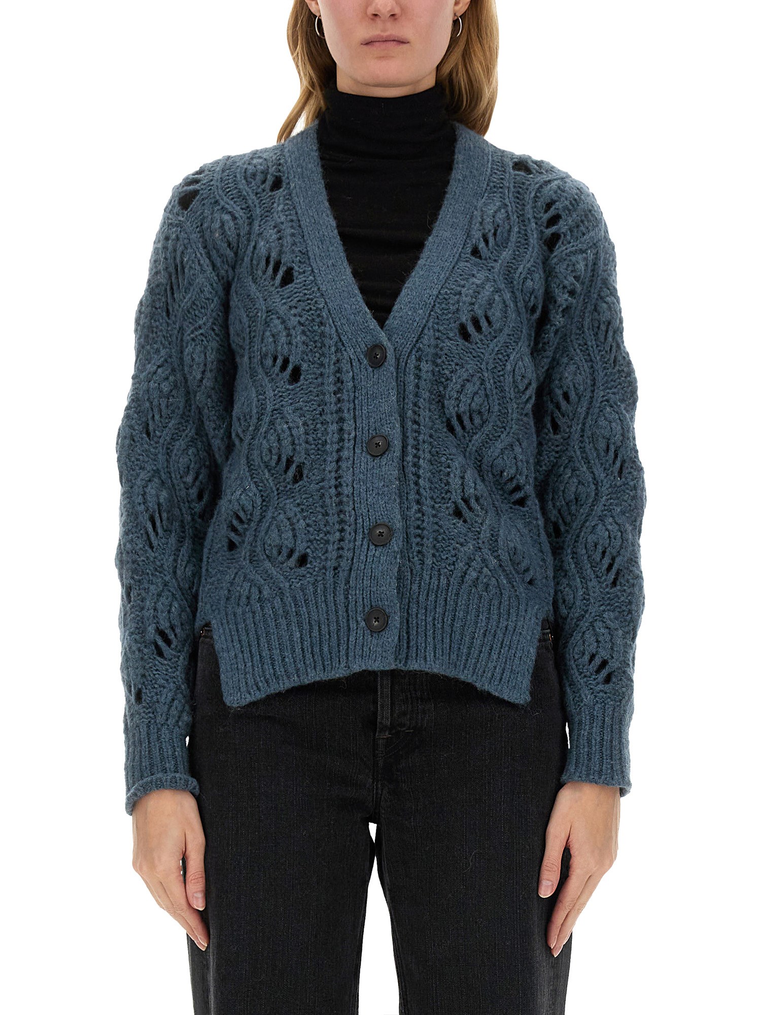 Mila Schön Alpaca Cardigan In Blue