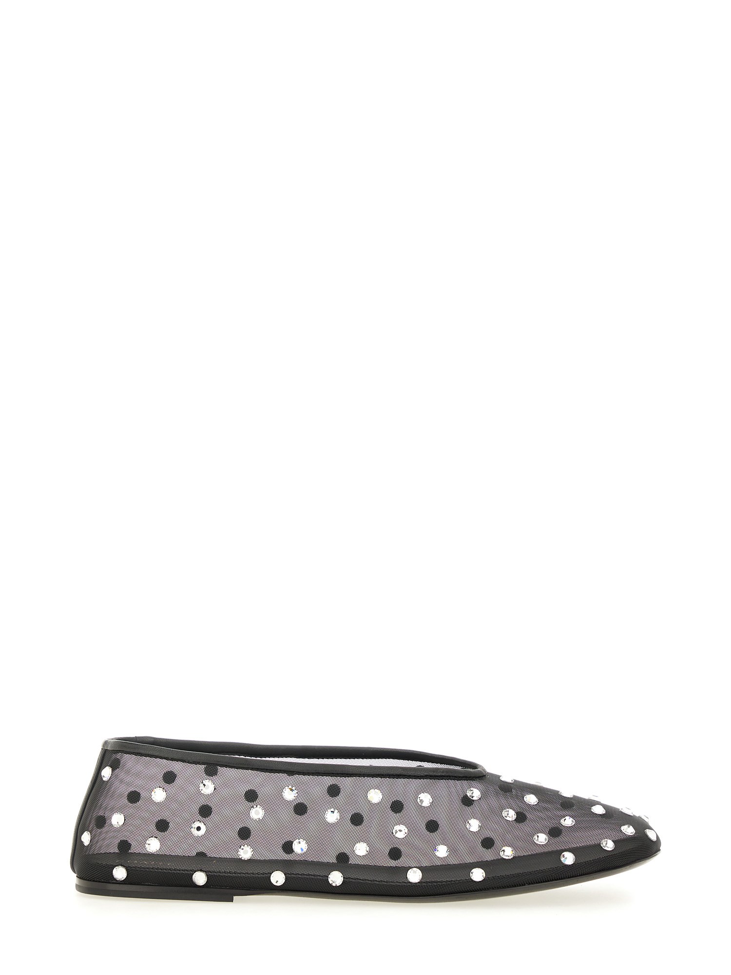 Khaite Marcy Crystal-embellished Mesh Ballet Flats In Black