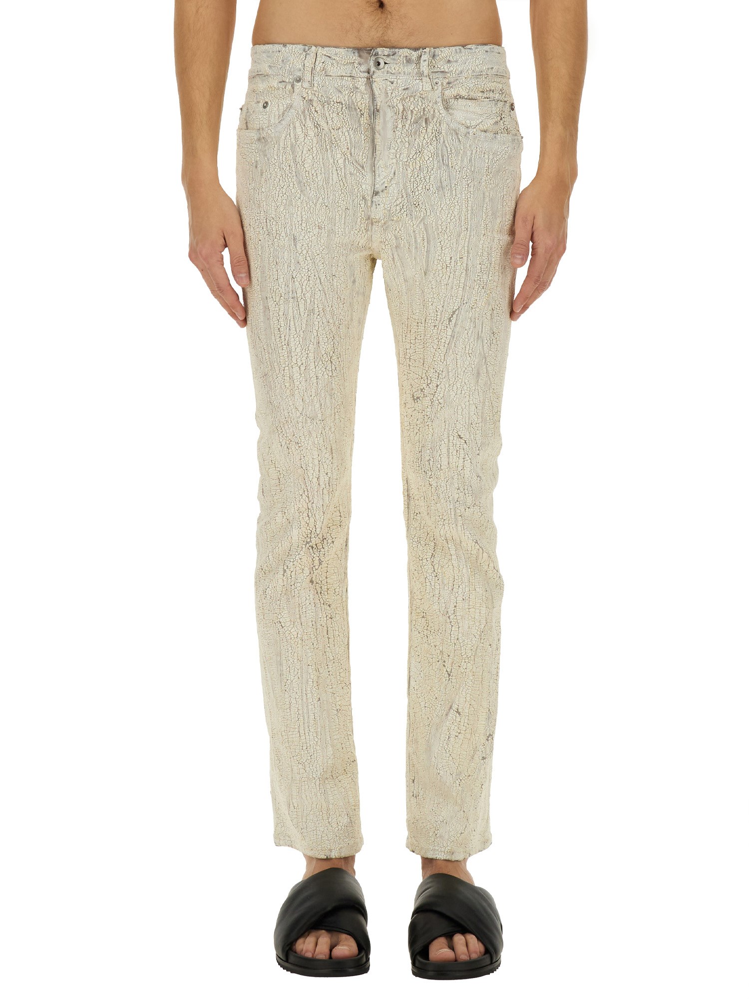 Rick Owens Off-white Hollywood Headon Utility Jeans In Ivory