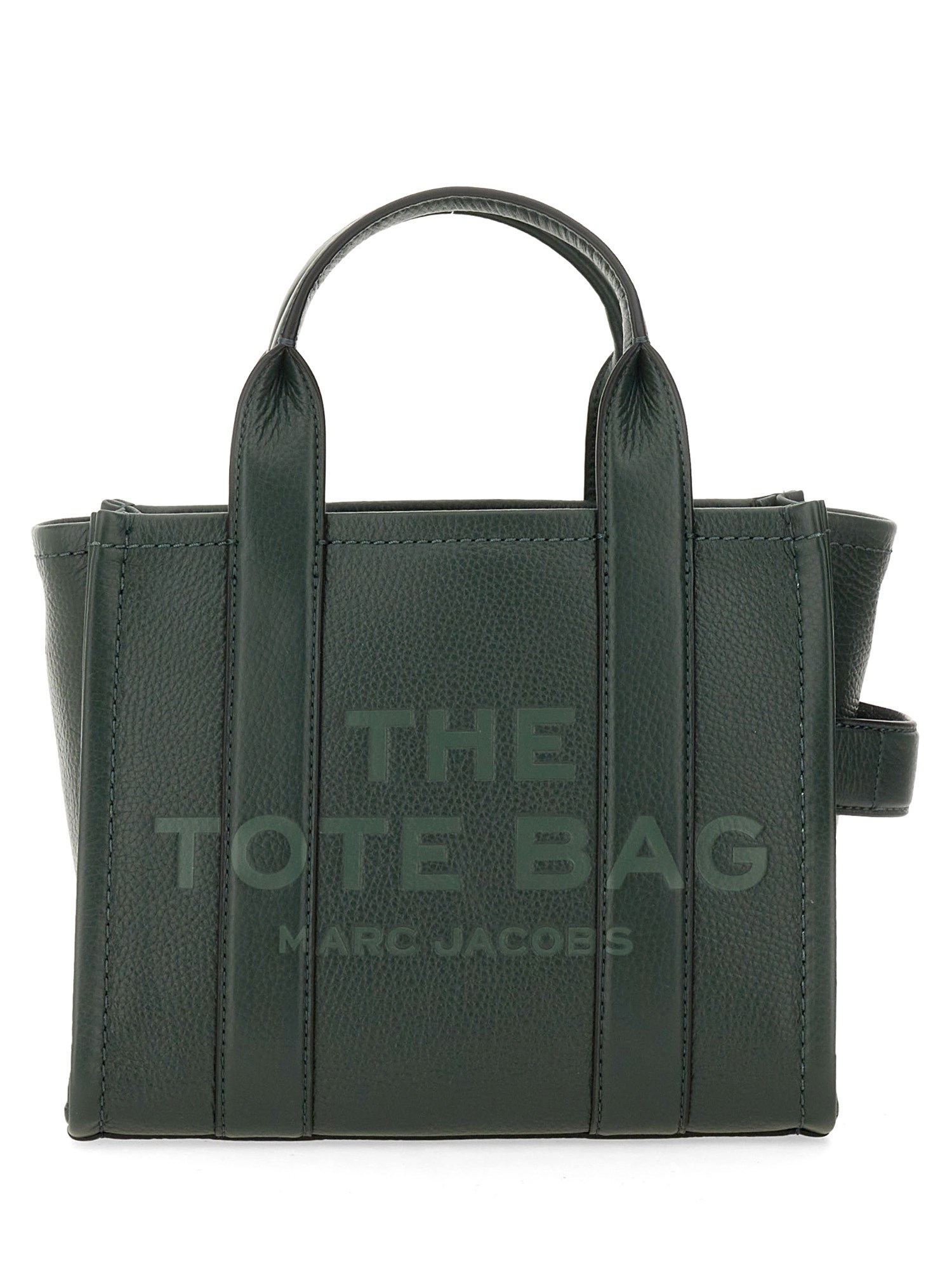 Marc Jacobs Compact Leather Tote With Embossed Signature Detail In Green