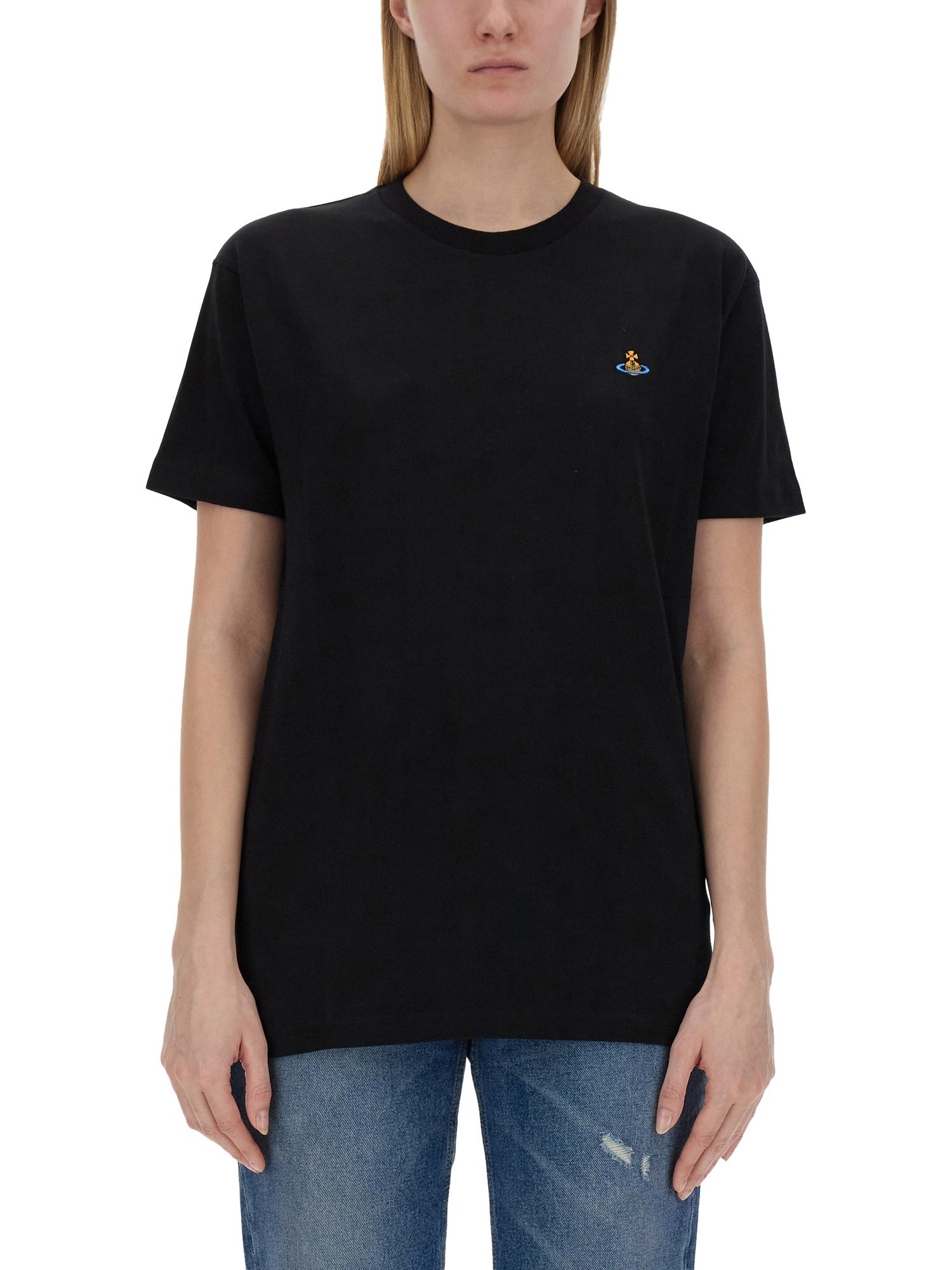 Shop Vivienne Westwood T-shirt With Orb Embroidery In Black