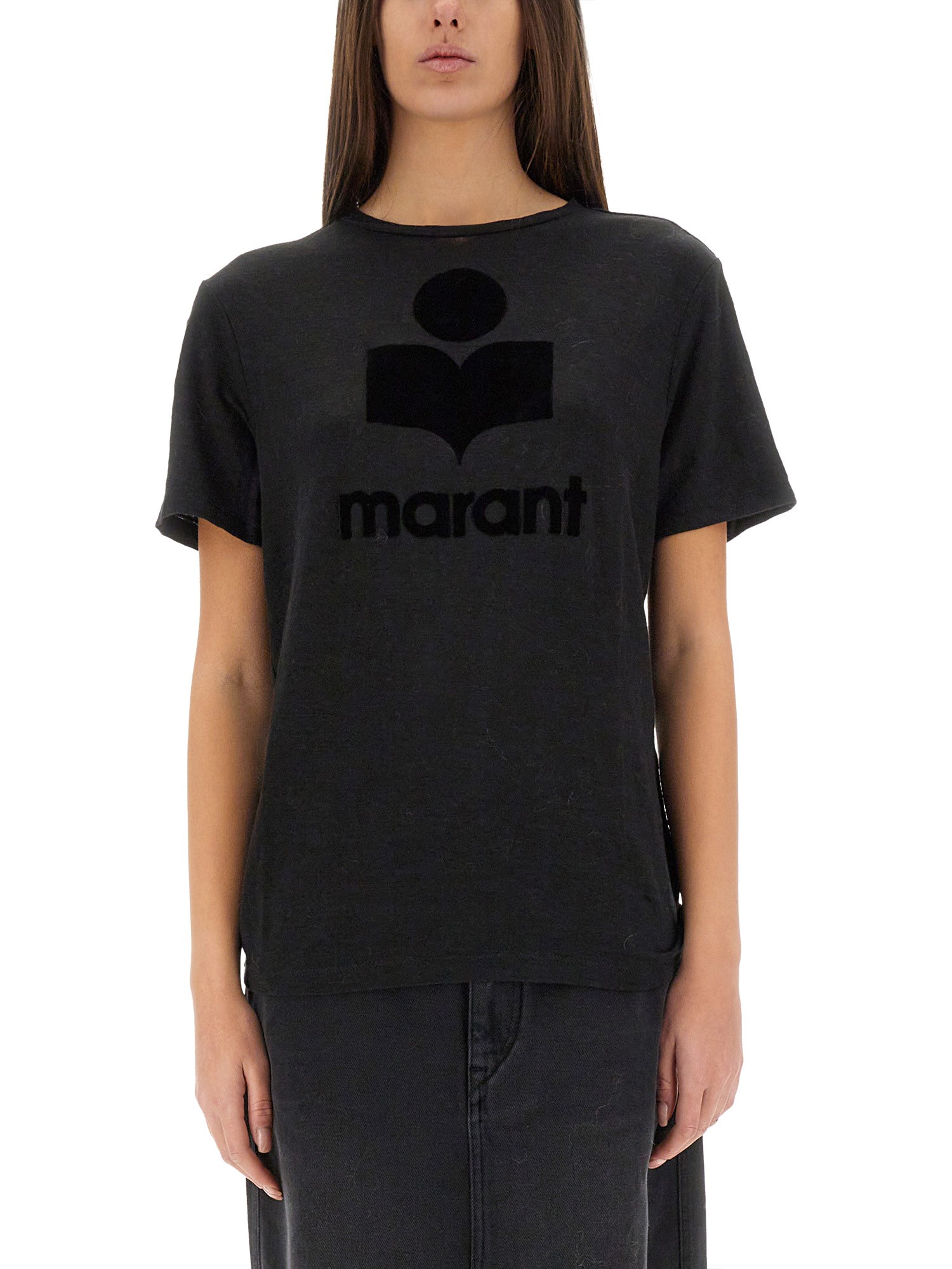 Isabel Marant Étoile Isabel Marant Etoile Black Linen Zewel T-shirt In Black