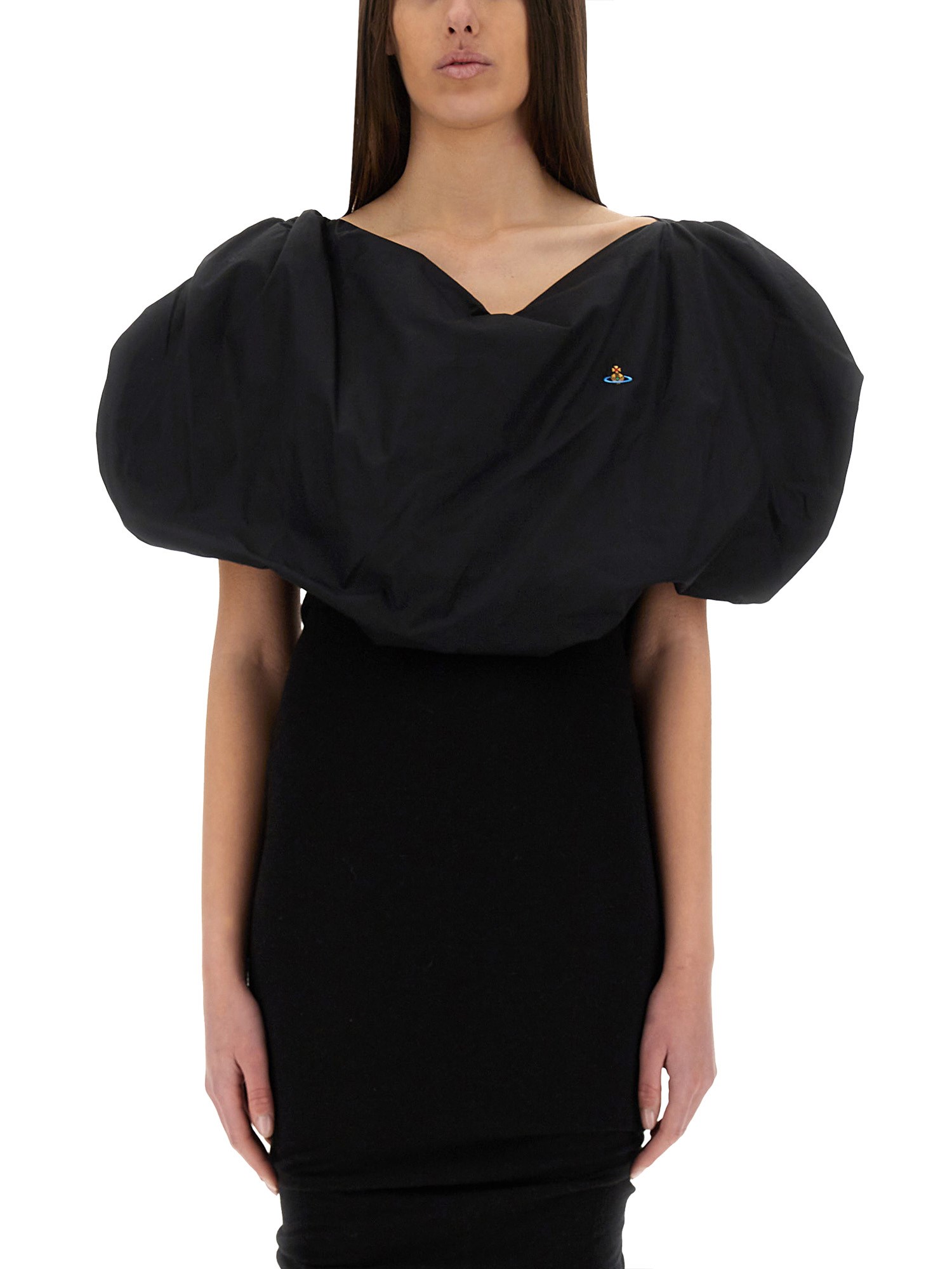 Vivienne Westwood Embroidered-logo Asymmetric Blouse In Black