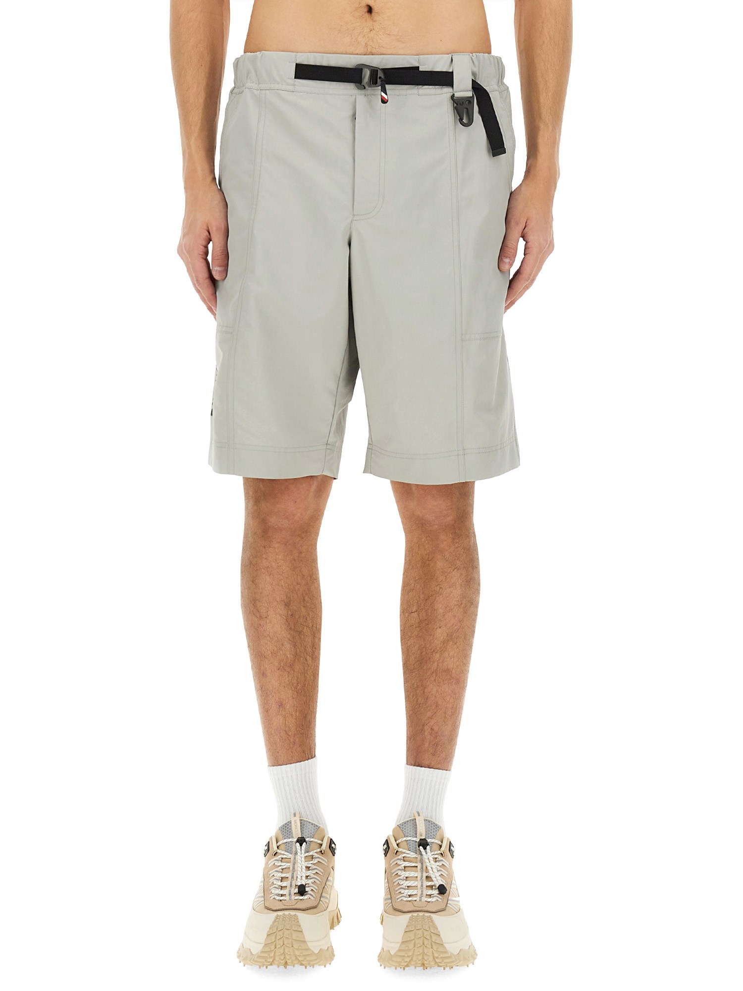 Moncler Bermuda Shorts With Elastic Waistband And Pockets In Grey
