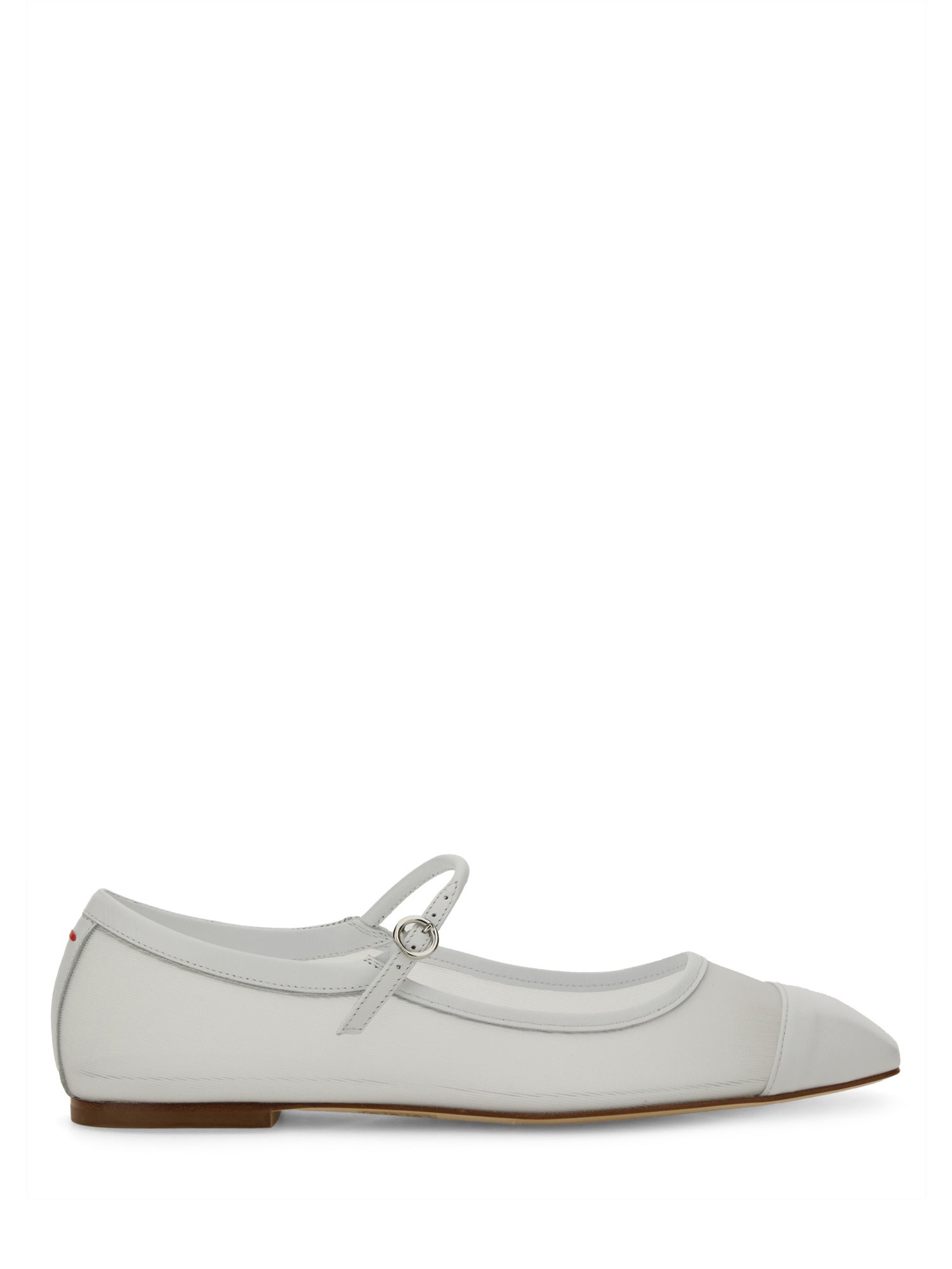 Aeyde Round Toe Ballerina Shoes With Contrast Piping In White