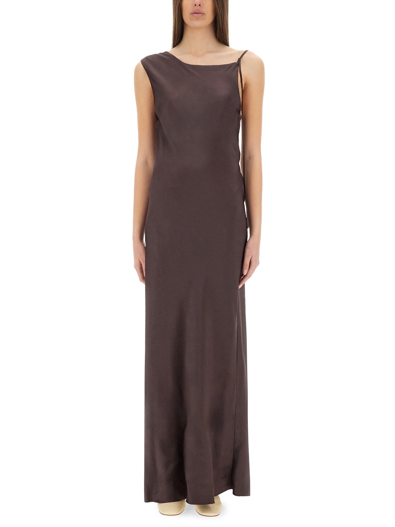 ALYSI "LIQUID SATIN" ASYMMETRICAL DRESS 