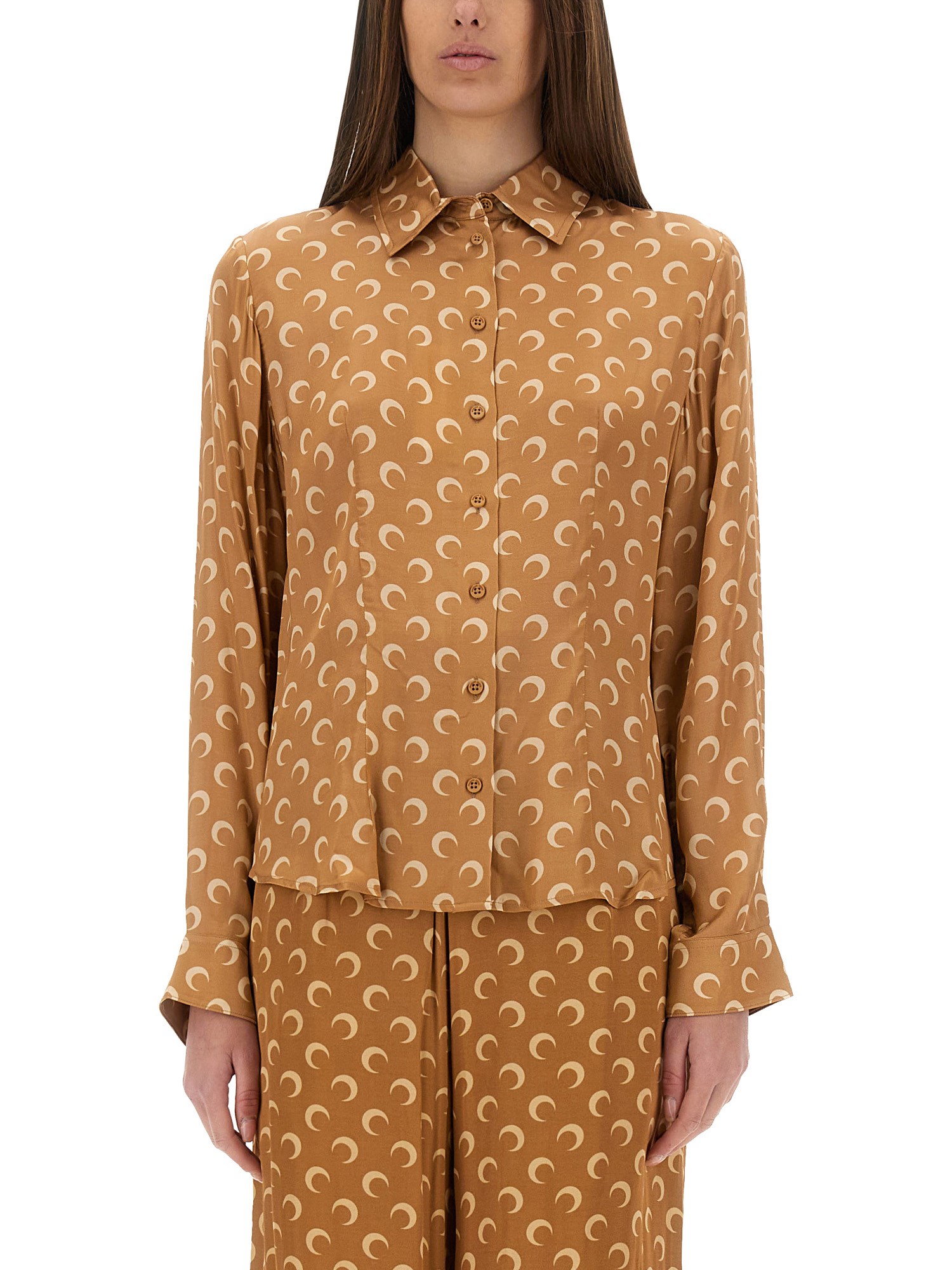 Marine Serre Moon-jacquard Buttoned Shirt In Multi