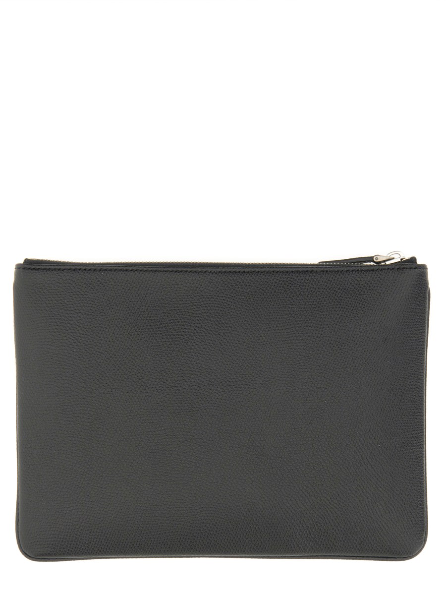 POUCH VLOGO SIGNATURE IN VITELLO GRANATO