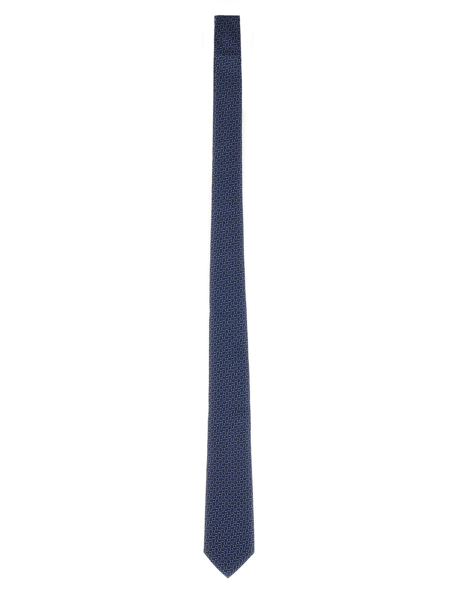 Ferragamo Geometric Pattern Silk Tie In Blue