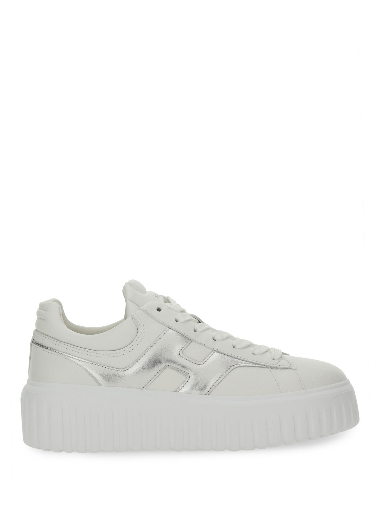 Hogan Women Silver H-stripes Leather Sneakers, 7.5 Luxury Sneakers For Women Darveys In White